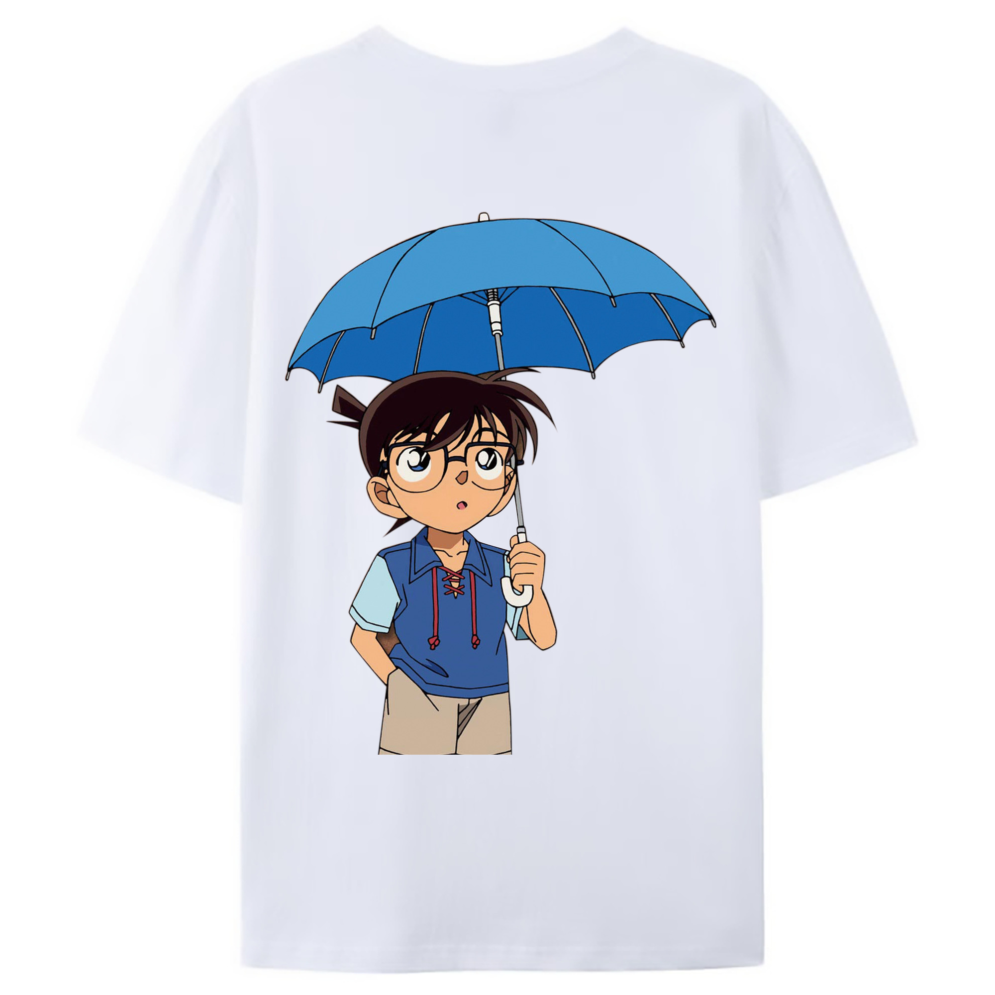 （画像用） 名探偵コナン 江戸川 コナン Detective Conan Conan Edogawa 綿100％ メンズ半袖Tシャツ（バックプリント） 通気性