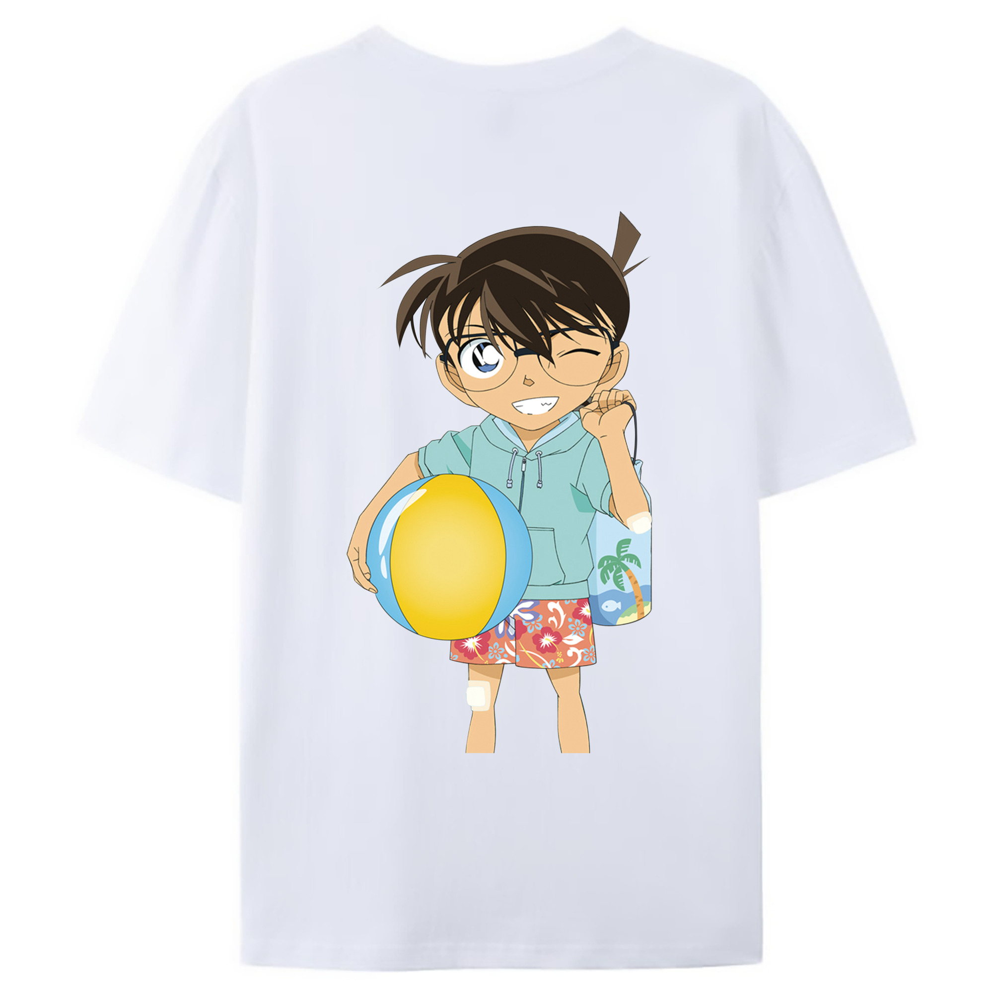 （画像用） 名探偵コナン 江戸川 コナン Detective Conan Conan Edogawa 綿100％ メンズ半袖Tシャツ（バックプリント） 通気性