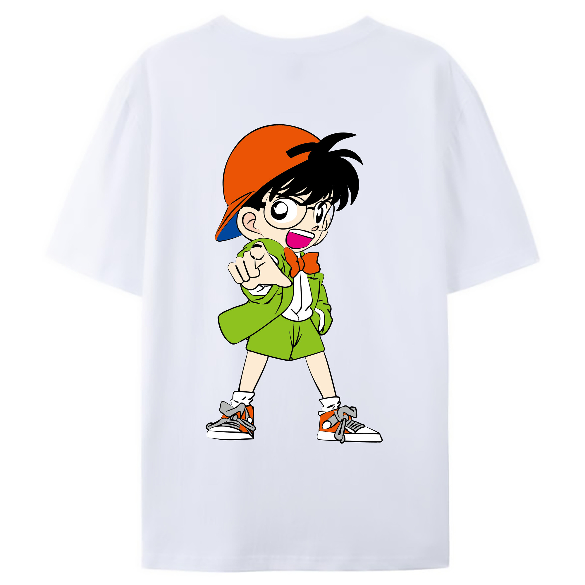 （画像用） 名探偵コナン 江戸川 コナン Detective Conan Conan Edogawa 綿100％ メンズ半袖Tシャツ（バックプリント） 通気性