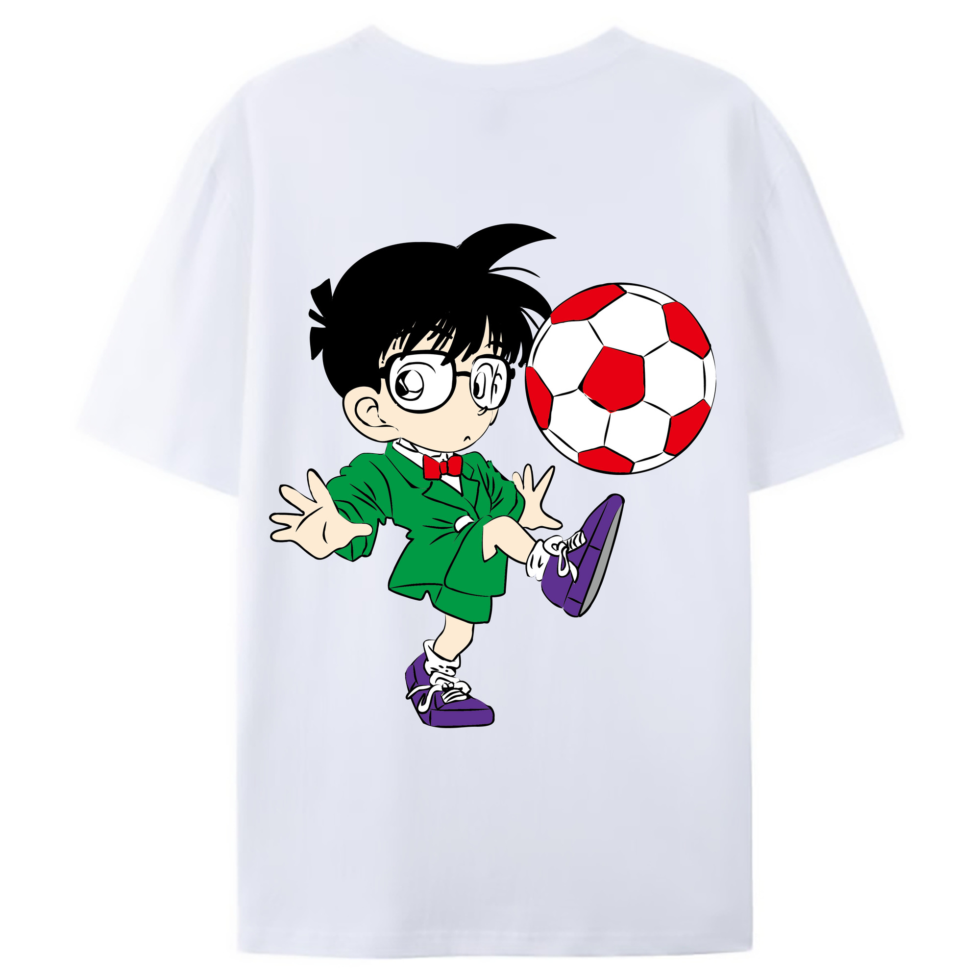（画像用） 名探偵コナン 江戸川 コナン Detective Conan Conan Edogawa 綿100％ メンズ半袖Tシャツ（バックプリント） 通気性