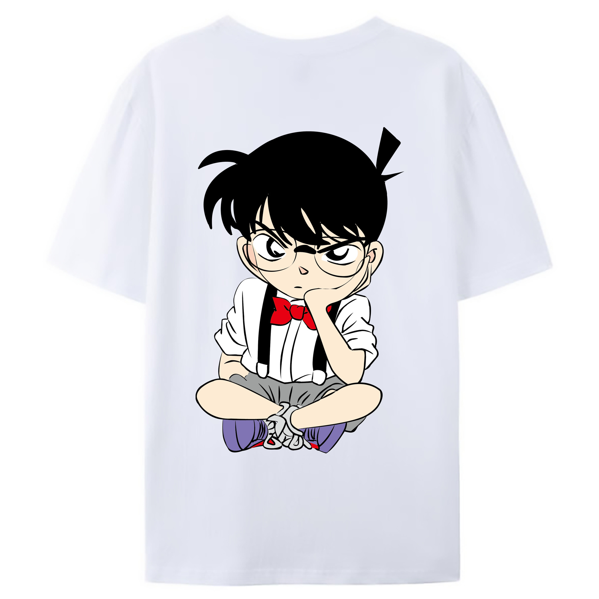 （画像用） 名探偵コナン 江戸川 コナン Detective Conan Conan Edogawa 綿100％ メンズ半袖Tシャツ（バックプリント） 通気性