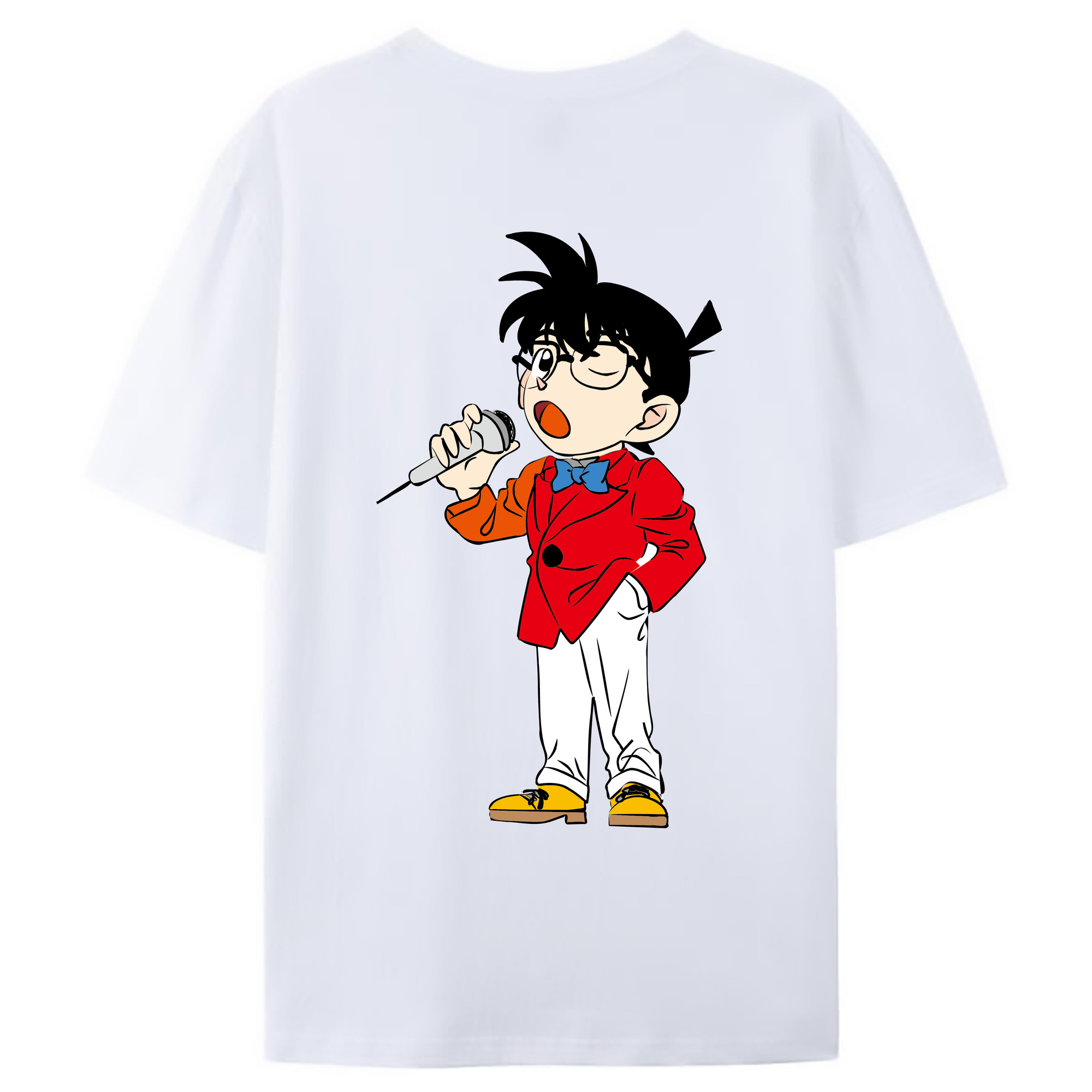 （画像用） 名探偵コナン 江戸川 コナン Detective Conan Conan Edogawa 綿100％ メンズ半袖Tシャツ（バックプリント） 通気性