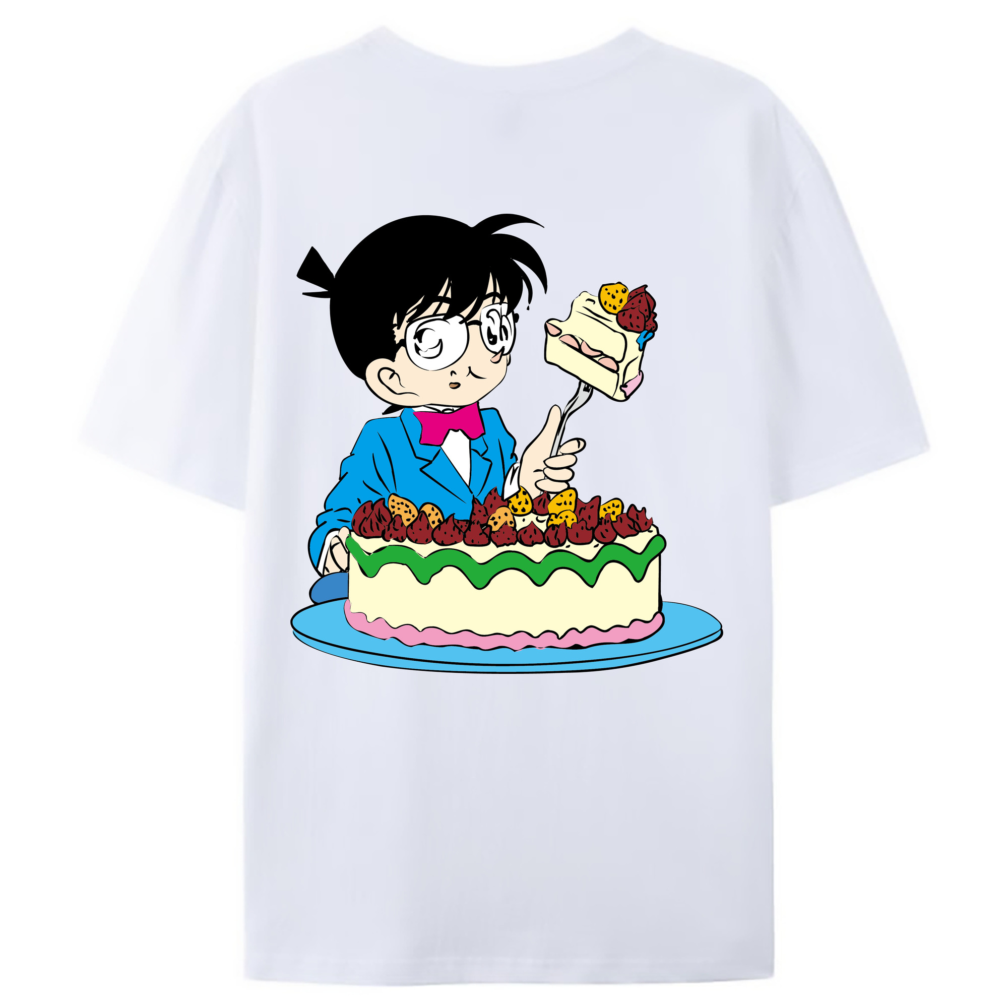 （画像用） 名探偵コナン 江戸川 コナン Detective Conan Conan Edogawa 綿100％ メンズ半袖Tシャツ（バックプリント） 通気性