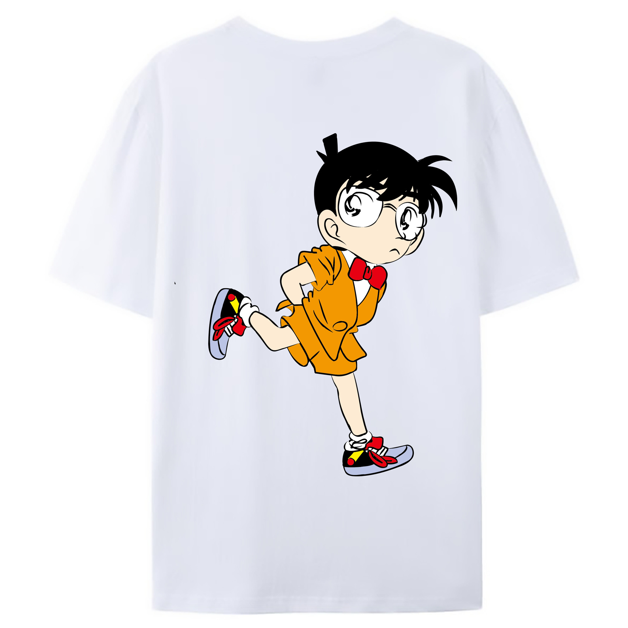 （画像用） 名探偵コナン 江戸川 コナン Detective Conan Conan Edogawa 綿100％ メンズ半袖Tシャツ（バックプリント） 通気性