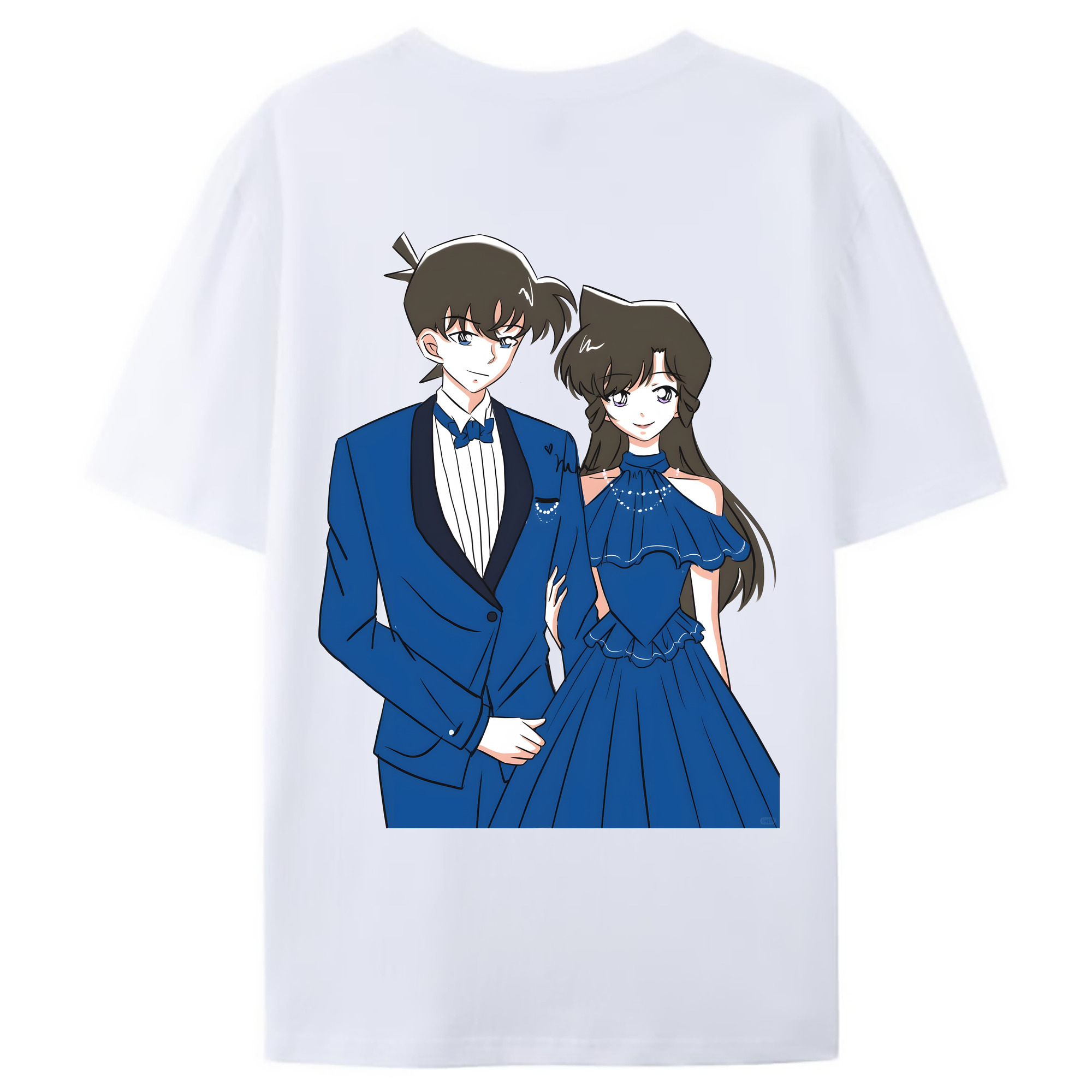 （画像用） 名探偵コナン 江戸川 コナン Detective Conan Conan Edogawa 綿100％ メンズ半袖Tシャツ（バックプリント） 通気性