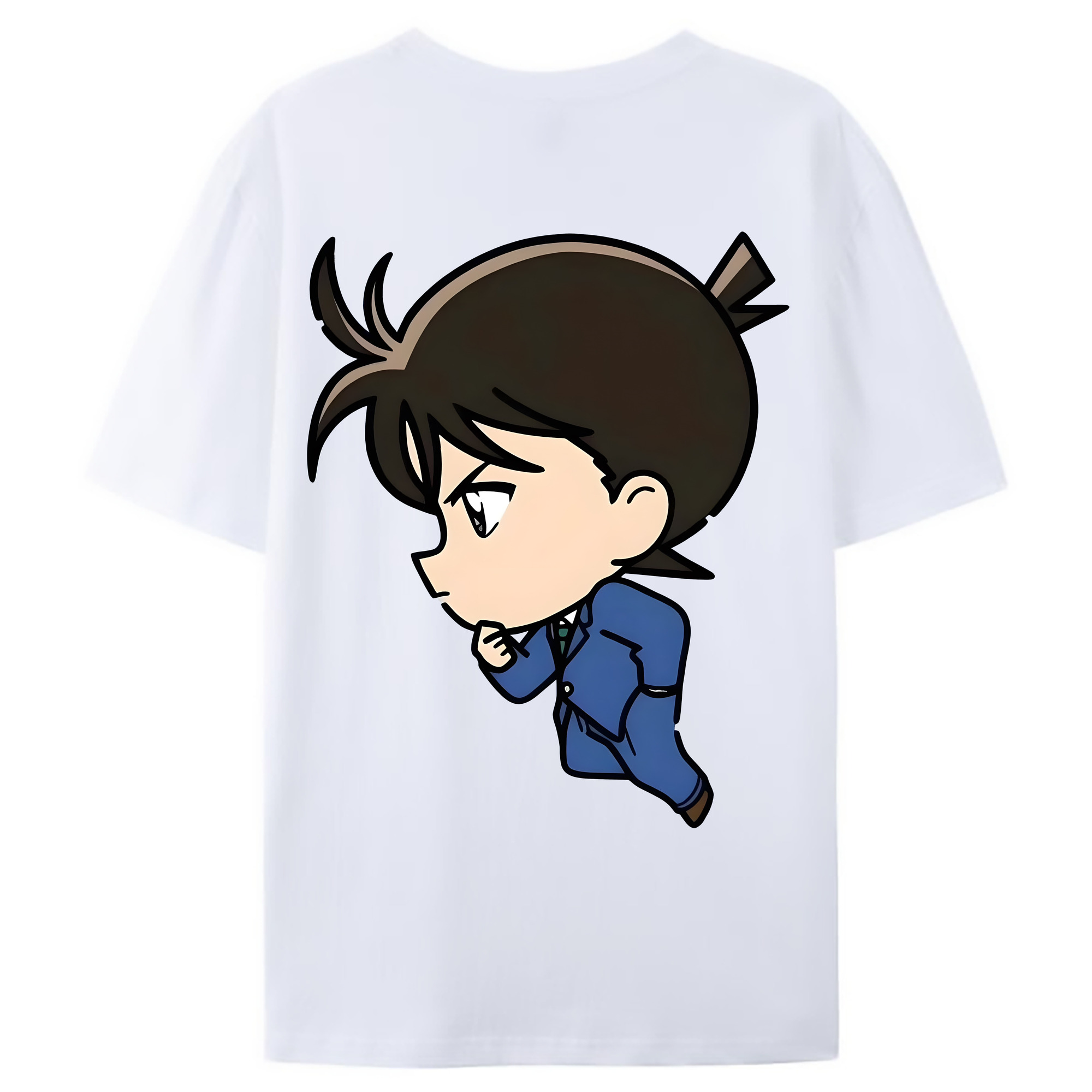 （画像用） 名探偵コナン 江戸川 コナン Detective Conan Conan Edogawa 綿100％ メンズ半袖Tシャツ（バックプリント） 通気性