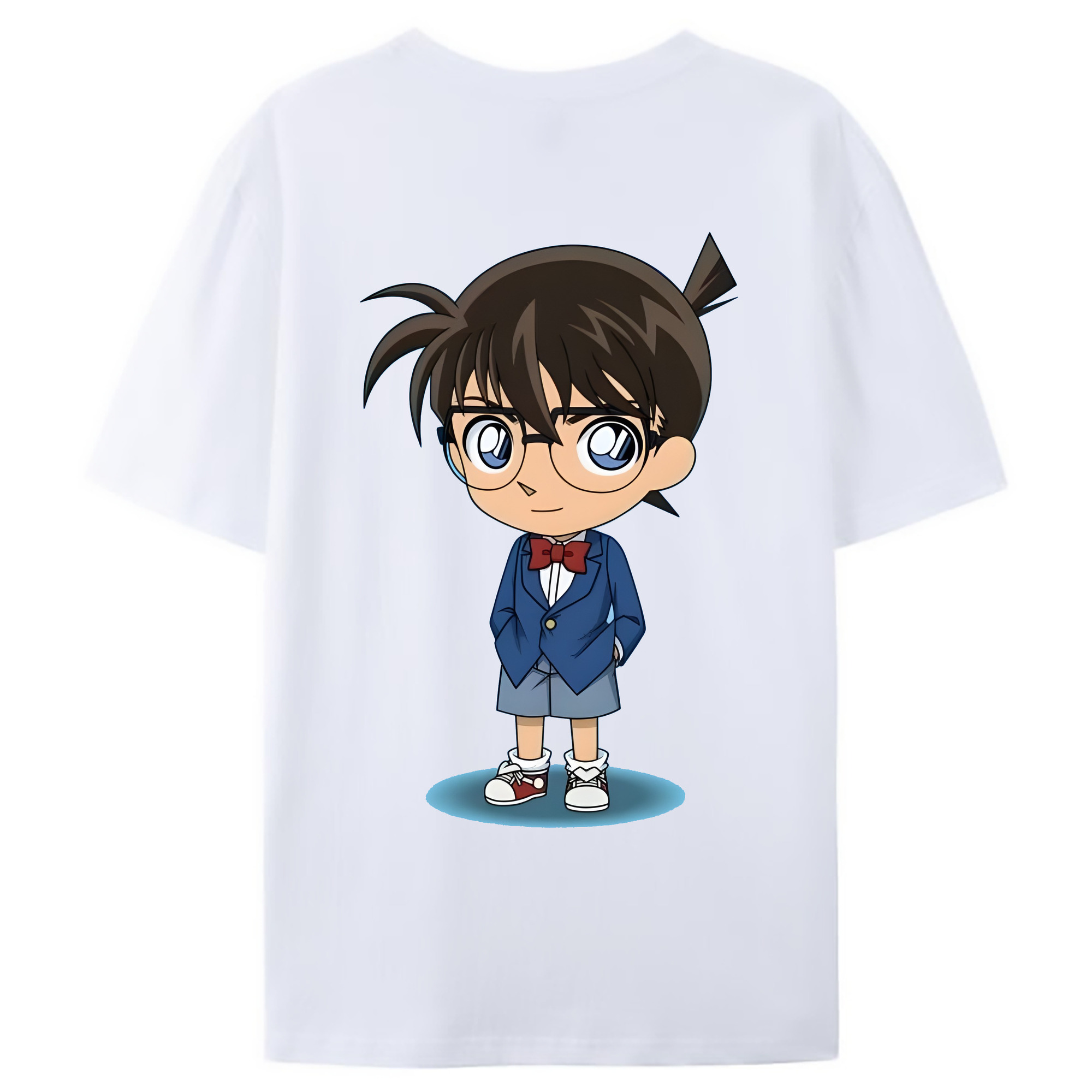 （画像用） 名探偵コナン 江戸川 コナン Detective Conan Conan Edogawa 綿100％ メンズ半袖Tシャツ（バックプリント） 通気性