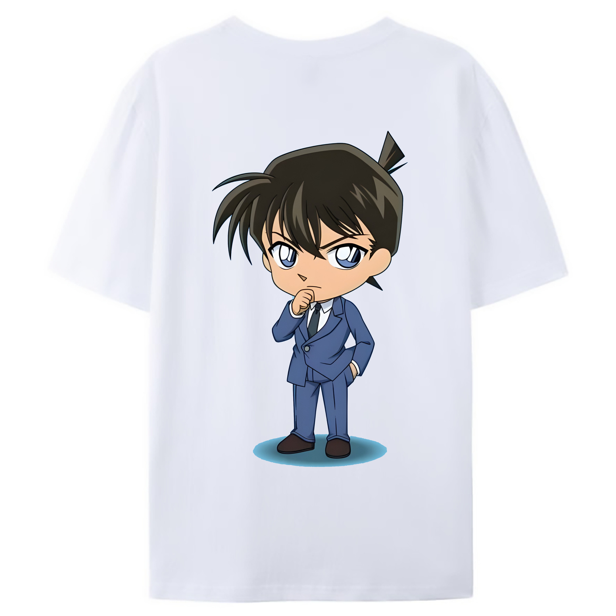 （画像用） 名探偵コナン 江戸川 コナン Detective Conan Conan Edogawa 綿100％ メンズ半袖Tシャツ（バックプリント） 通気性