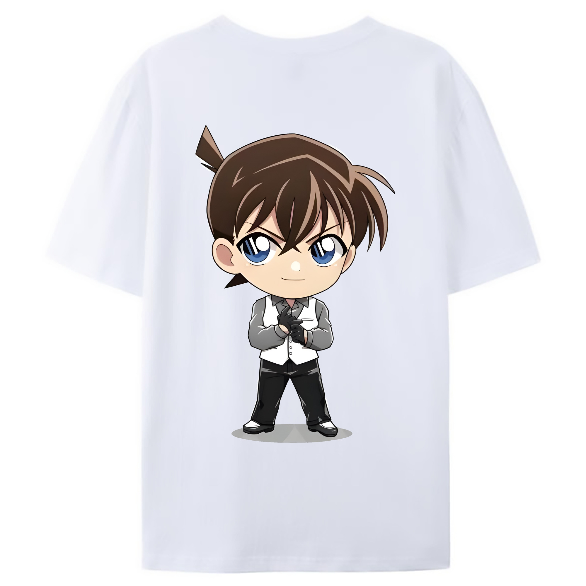 （画像用） 名探偵コナン 江戸川 コナン Detective Conan Conan Edogawa 綿100％ メンズ半袖Tシャツ（バックプリント） 通気性