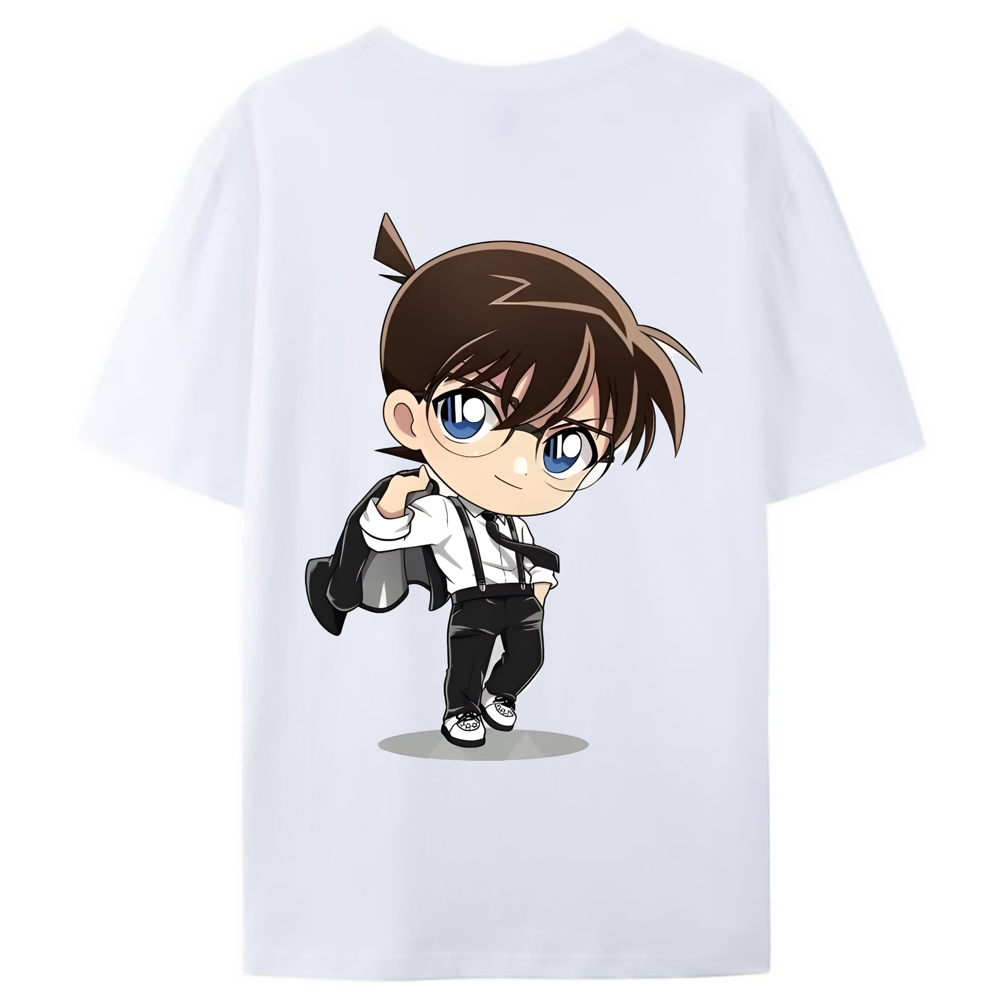 （画像用） 名探偵コナン 江戸川 コナン Detective Conan Conan Edogawa 綿100％ メンズ半袖Tシャツ（バックプリント） 通気性