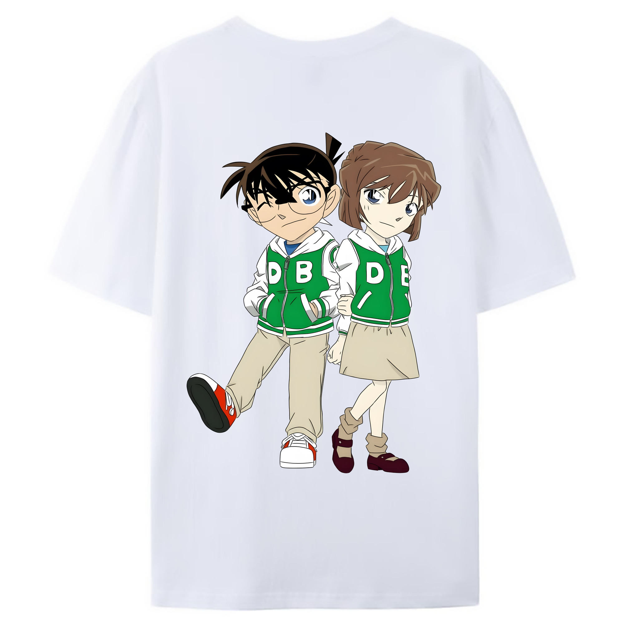 （画像用） 名探偵コナン 江戸川 コナン Detective Conan Conan Edogawa 綿100％ メンズ半袖Tシャツ（バックプリント） 通気性