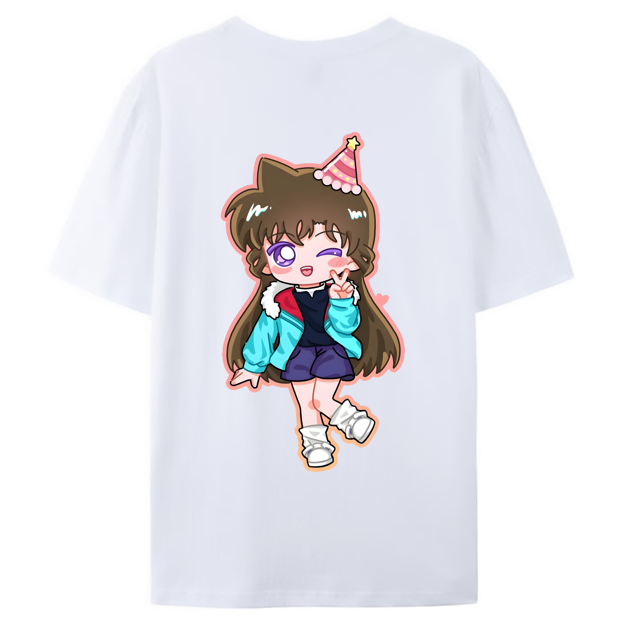 （画像用） 名探偵コナン 毛利 蘭 もうり らん、モーリ ラン Detective Conan Rachel Moore 綿100％ メンズ半袖Tシャツ（バックプリント） 通気性