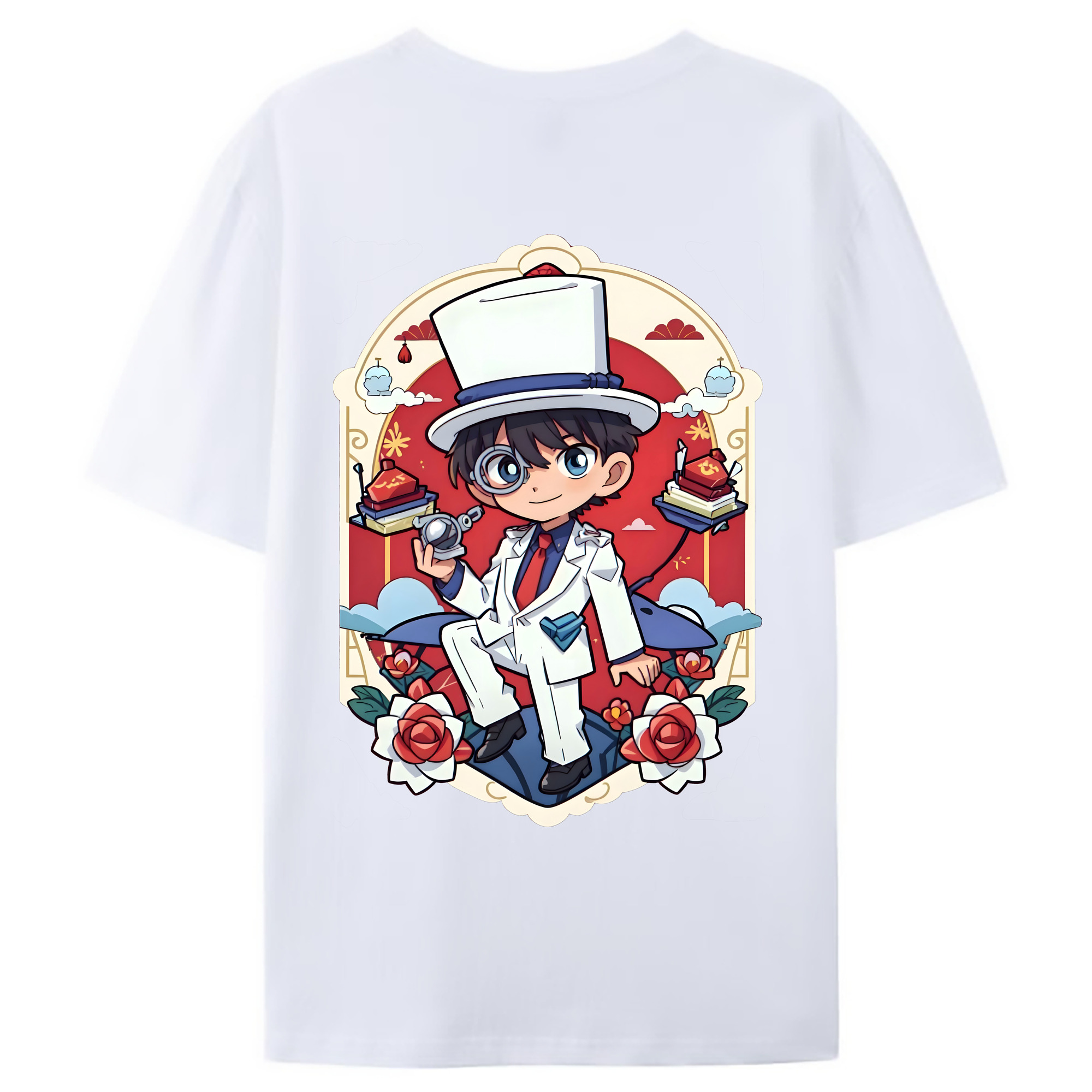 （画像用） 名探偵コナン くろば かいと Detective Conan Kuroba Kaito 綿100％ メンズ半袖Tシャツ（バックプリント） 通気性