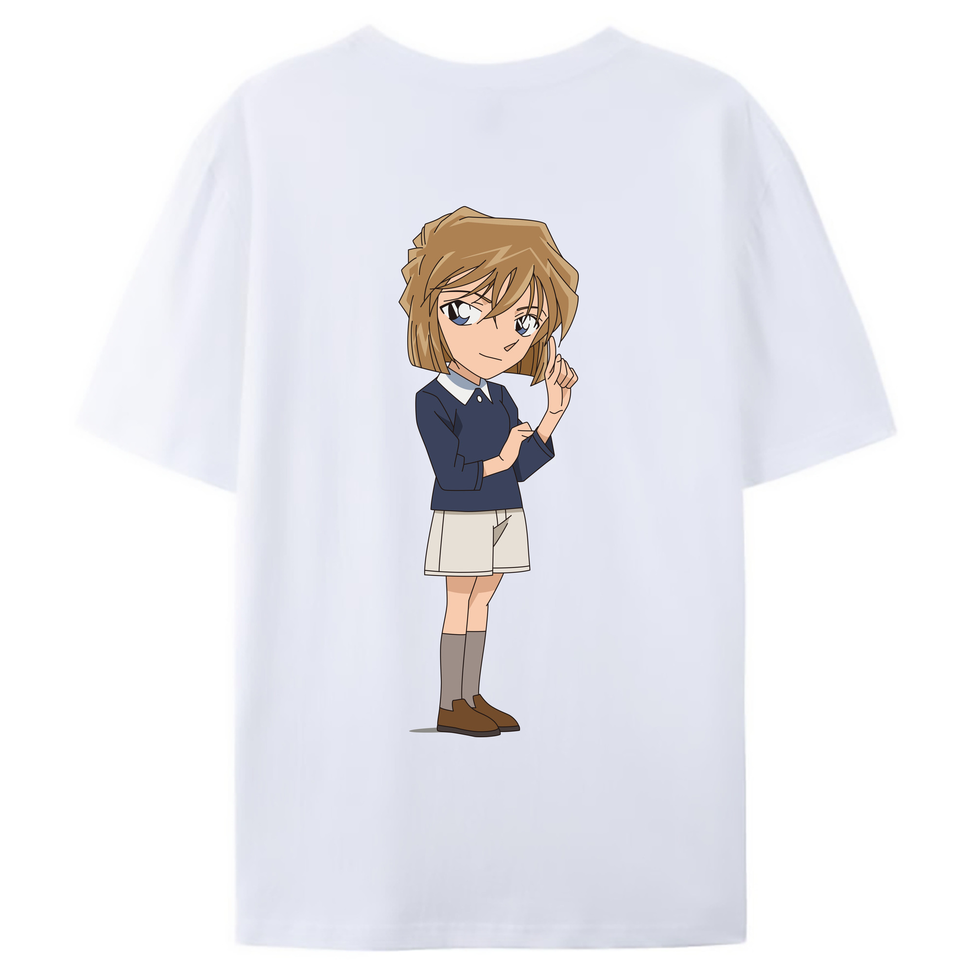 （画像用） 名探偵コナン 灰原 哀 はいばら あい Detective Conan Anita Hailey、Vi Graythorn Haibara Ai 綿100％ メンズ半袖Tシャツ（バックプリント） 通気性