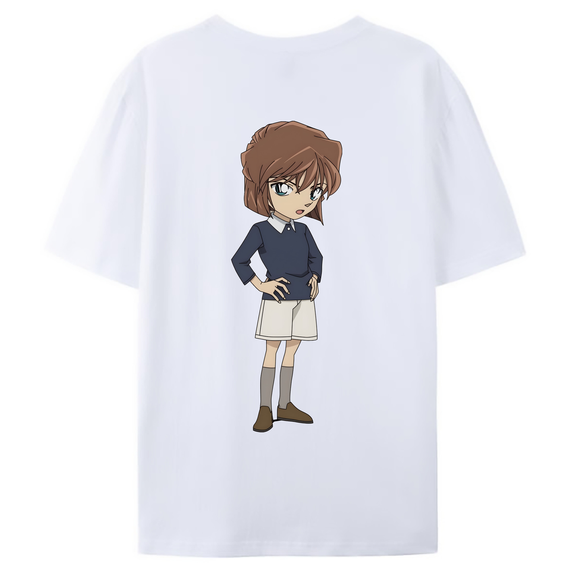 （画像用） 名探偵コナン 灰原 哀 はいばら あい Detective Conan Anita Hailey、Vi Graythorn Haibara Ai 綿100％ メンズ半袖Tシャツ（バックプリント） 通気性