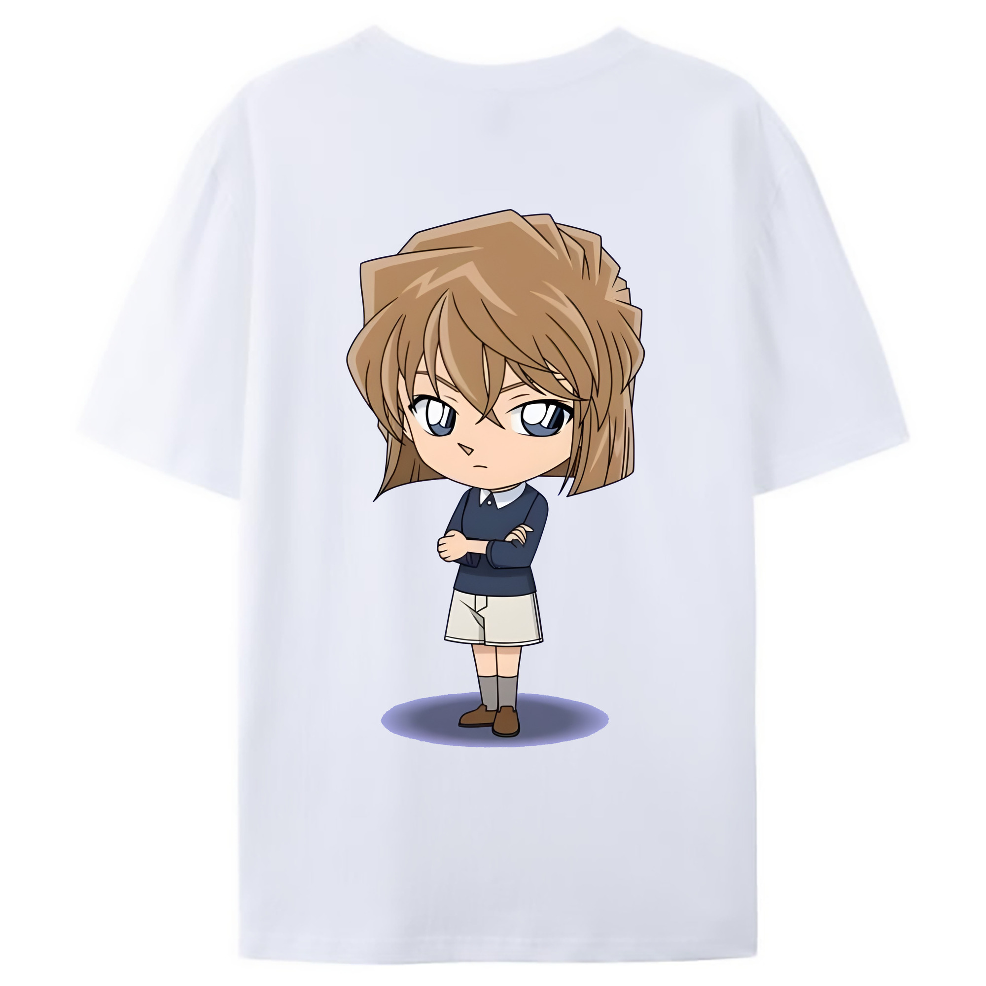 （画像用） 名探偵コナン 灰原 哀 はいばら あい Detective Conan Anita Hailey、Vi Graythorn Haibara Ai 綿100％ メンズ半袖Tシャツ（バックプリント） 通気性
