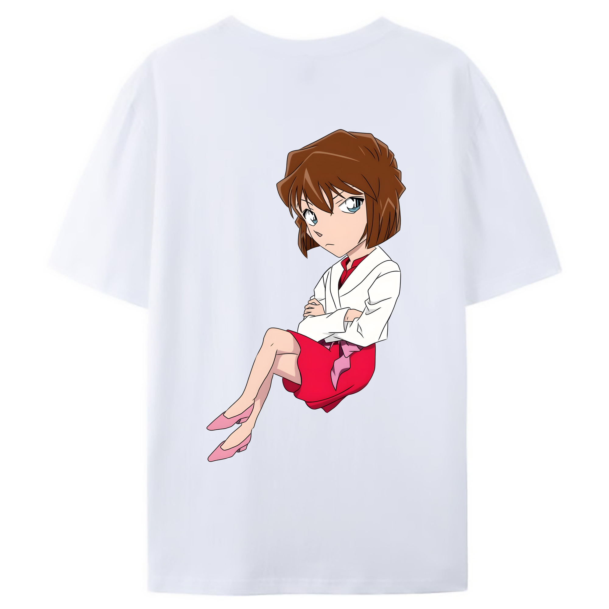 （画像用） 名探偵コナン 灰原 哀 はいばら あい Detective Conan Anita Hailey、Vi Graythorn Haibara Ai 綿100％ メンズ半袖Tシャツ（バックプリント） 通気性
