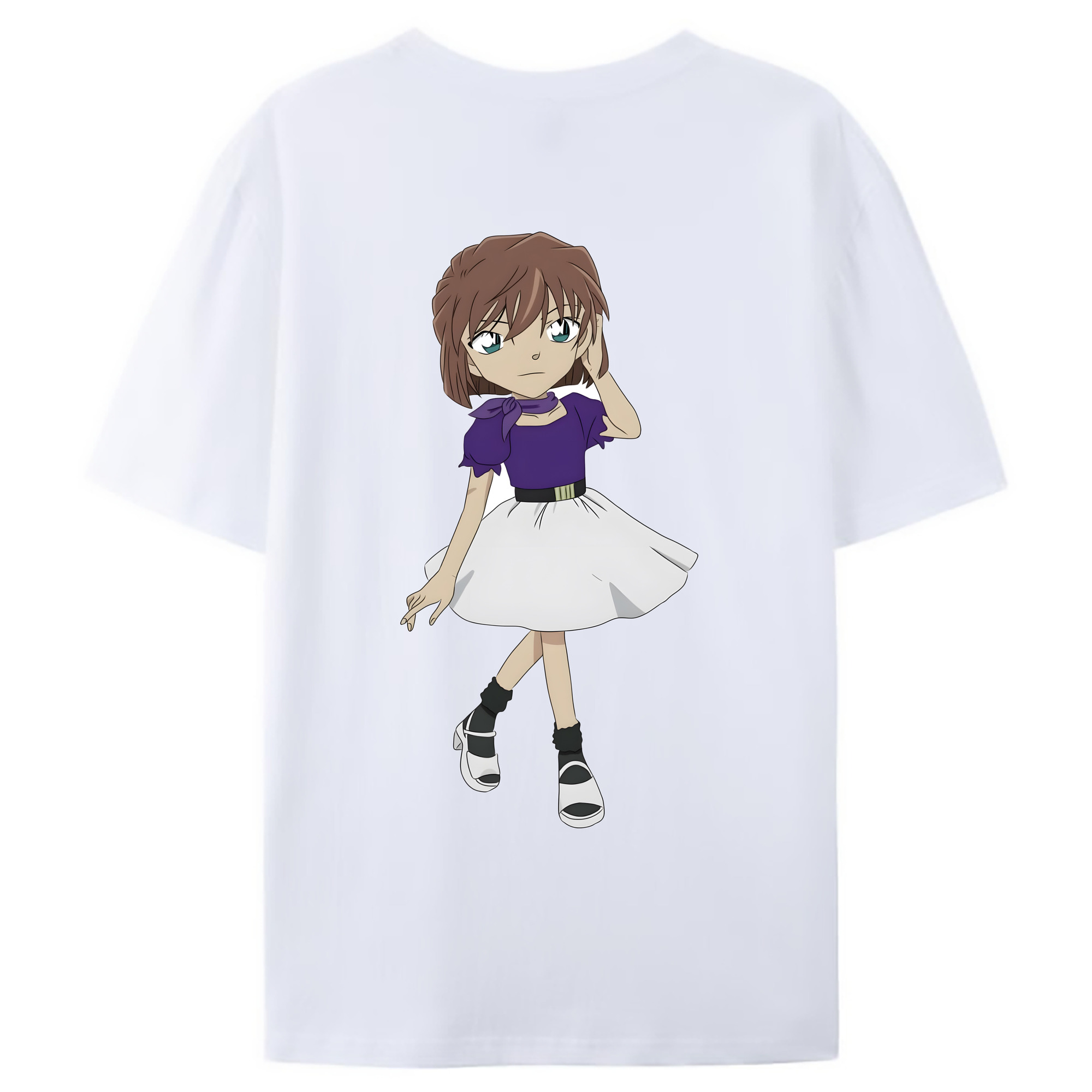 （画像用） 名探偵コナン 灰原 哀 はいばら あい Detective Conan Anita Hailey、Vi Graythorn Haibara Ai 綿100％ メンズ半袖Tシャツ（バックプリント） 通気性