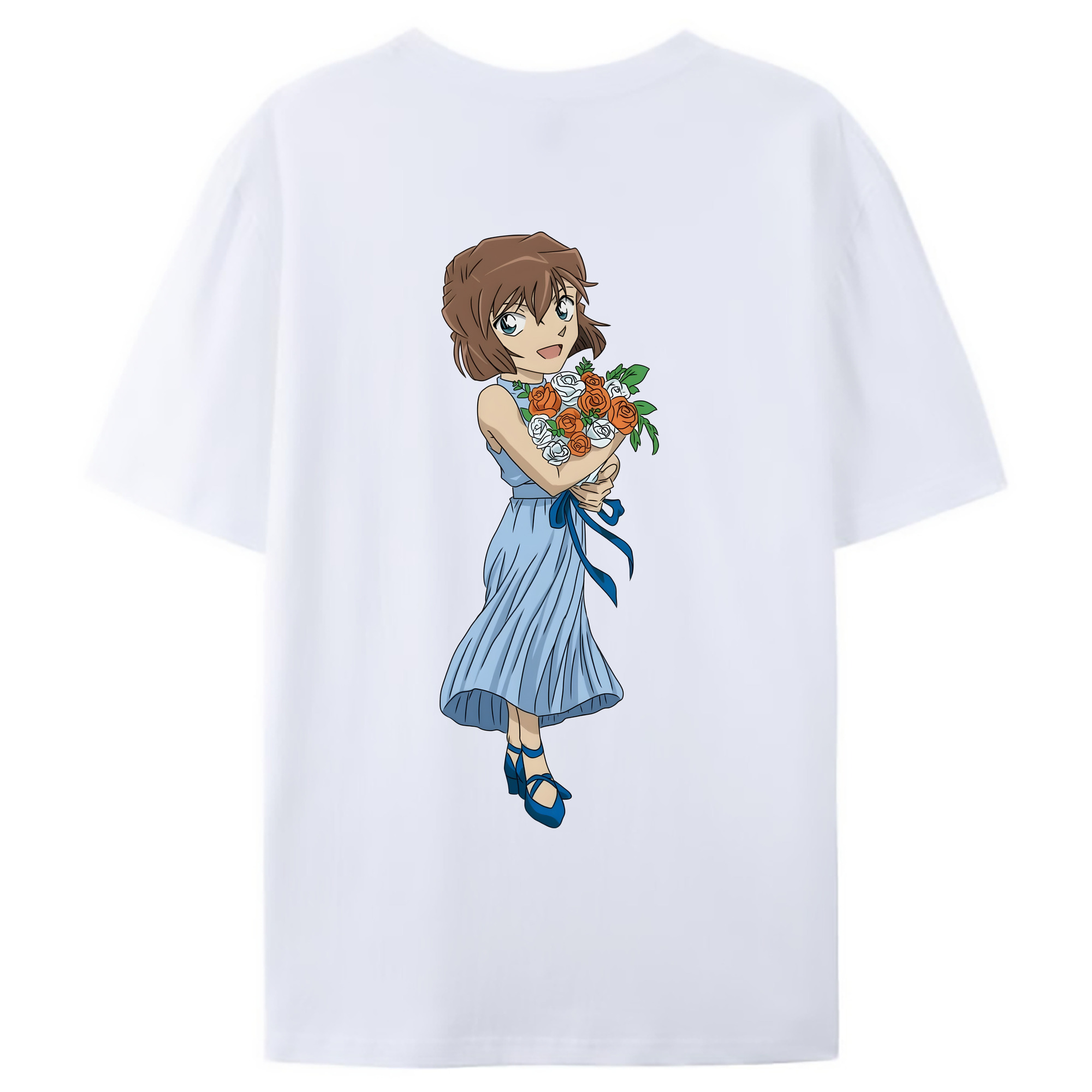 （画像用） 名探偵コナン 灰原 哀 はいばら あい Detective Conan Anita Hailey、Vi Graythorn Haibara Ai 綿100％ メンズ半袖Tシャツ（バックプリント） 通気性
