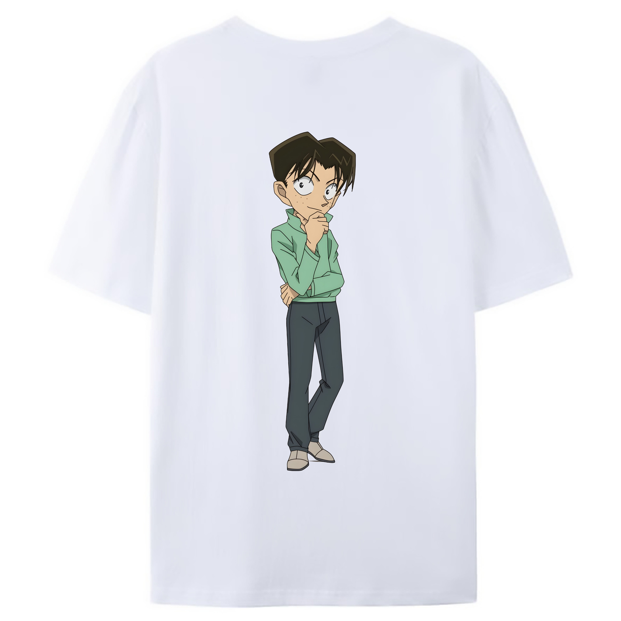 （画像用） 名探偵コナン 円谷 光彦 つぶらや みつひこ Detective Conan Mitch Tennyson 綿100％ メンズ半袖Tシャツ（バックプリント） 通気性