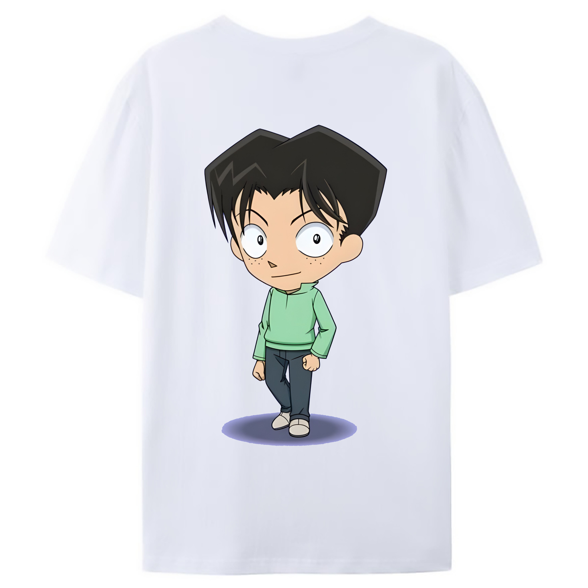 （画像用） 名探偵コナン 円谷 光彦 つぶらや みつひこ Detective Conan Mitch Tennyson 綿100％ メンズ半袖Tシャツ（バックプリント） 通気性