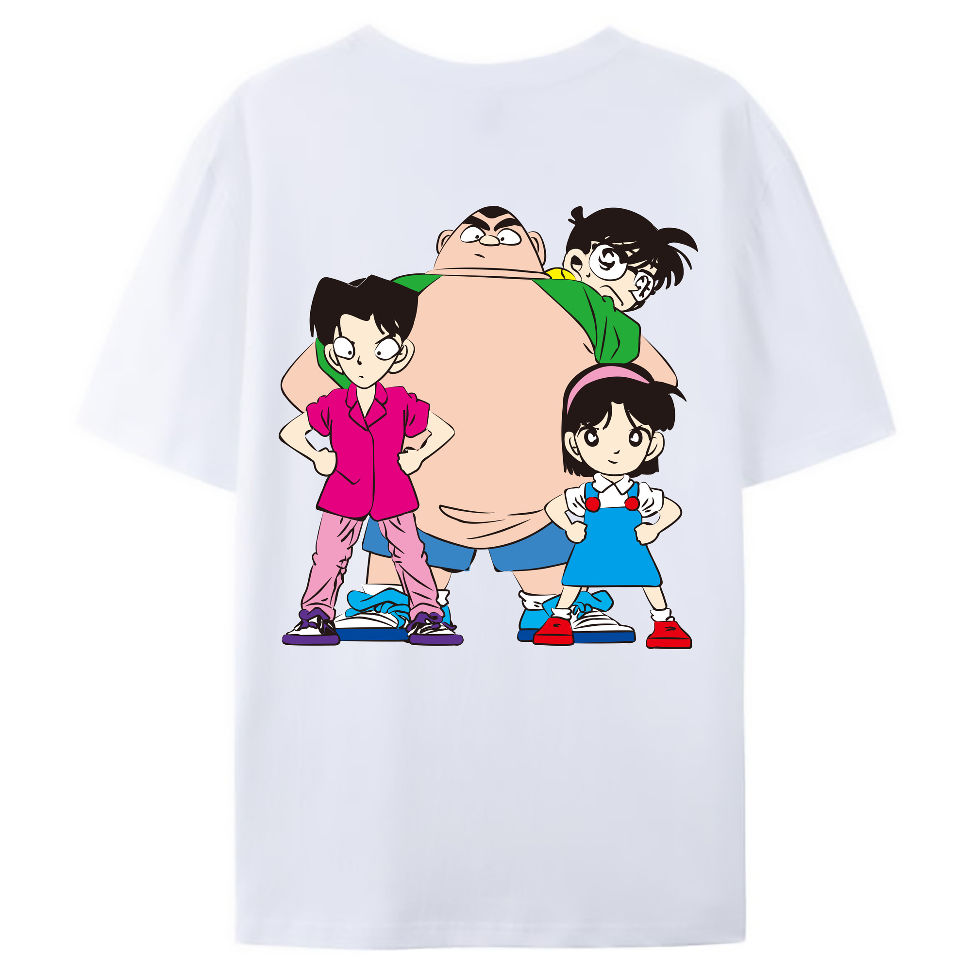 （画像用） 名探偵コナン Detective Conan 綿100％ メンズ半袖Tシャツ（バックプリント） 通気性