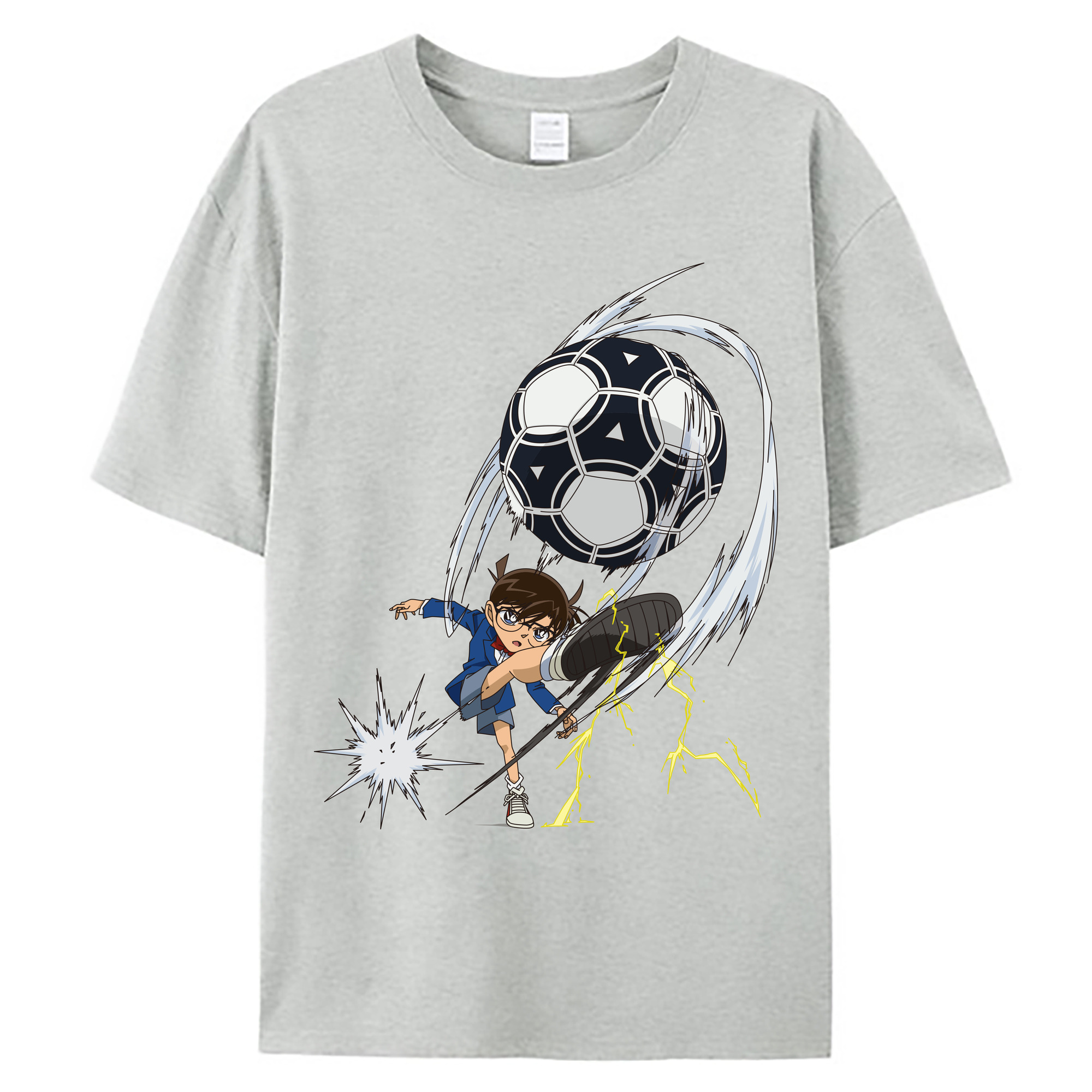 （画像用） 名探偵コナン 江戸川 コナン Detective Conan Conan Edogawa 綿100％ メンズ半袖Tシャツ｜肌触りやわらか＆通気性