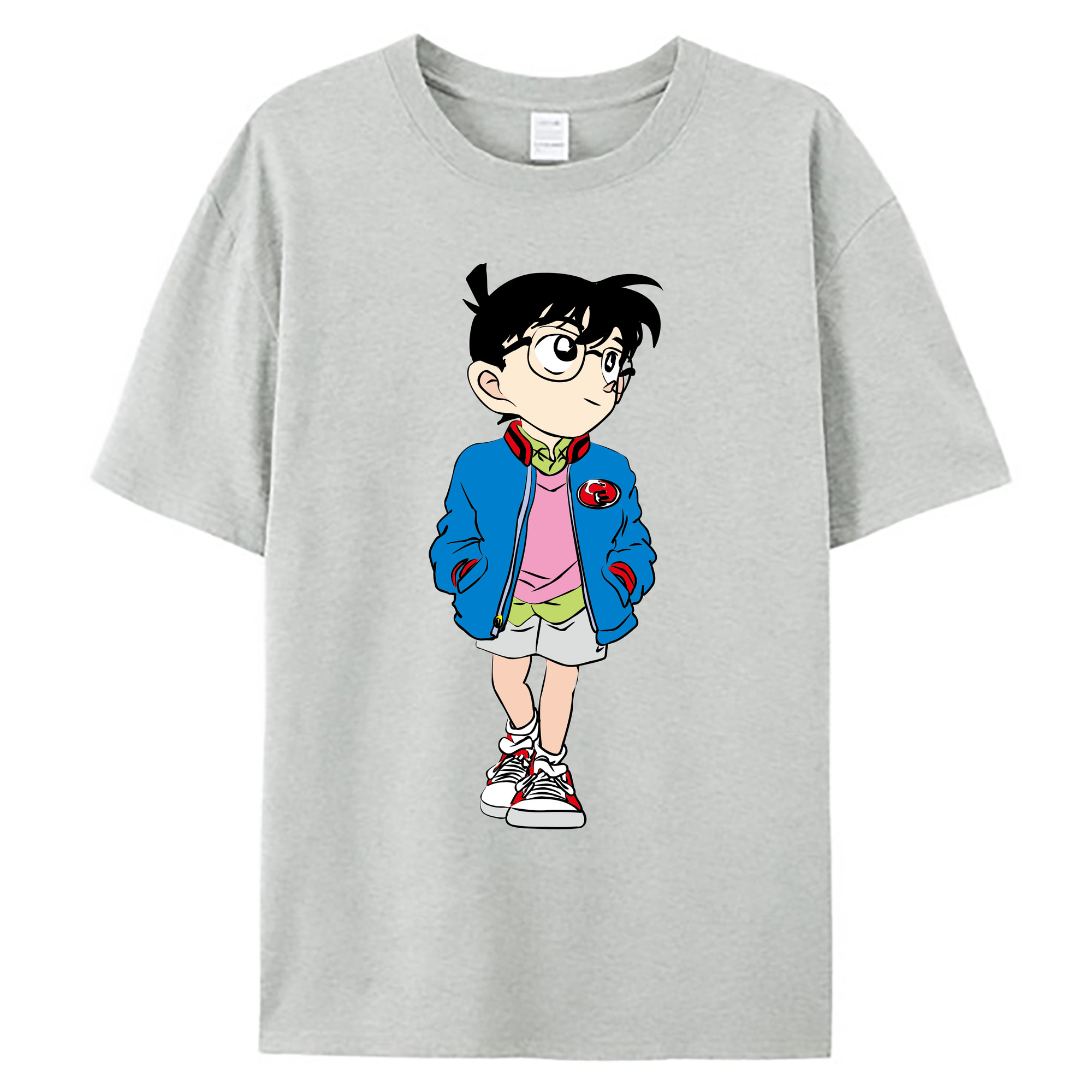 （画像用） 名探偵コナン 江戸川 コナン Detective Conan Conan Edogawa 綿100％ メンズ半袖Tシャツ｜肌触りやわらか＆通気性