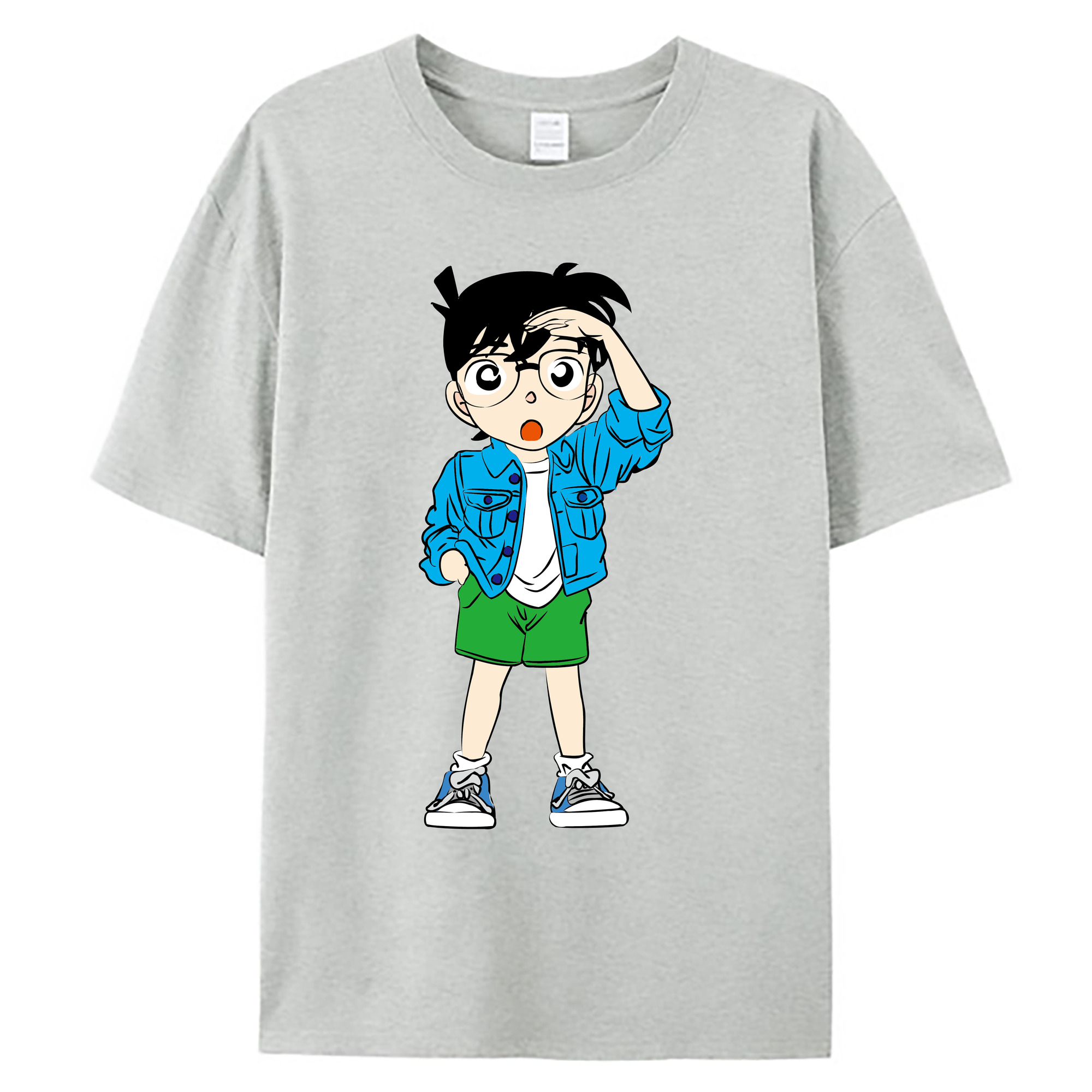 （画像用） 名探偵コナン 江戸川 コナン Detective Conan Conan Edogawa 綿100％ メンズ半袖Tシャツ｜肌触りやわらか＆通気性