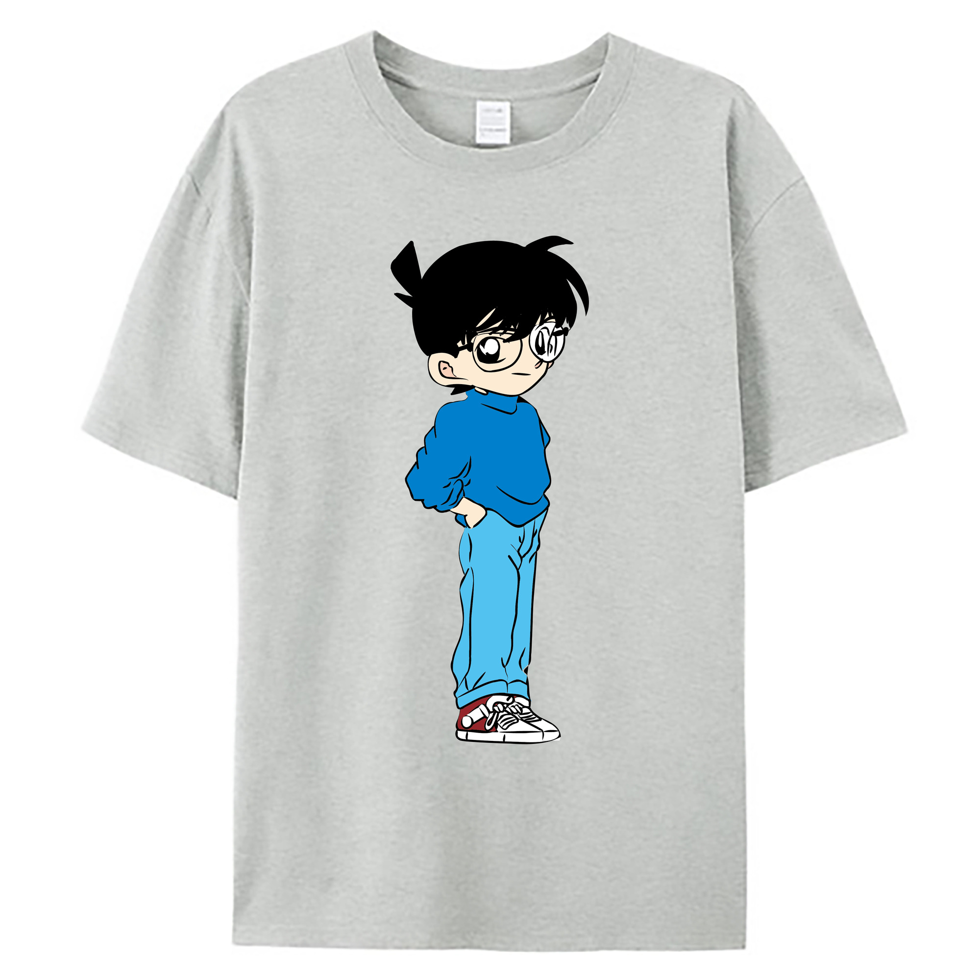 （画像用） 名探偵コナン 江戸川 コナン Detective Conan Conan Edogawa 綿100％ メンズ半袖Tシャツ｜肌触りやわらか＆通気性