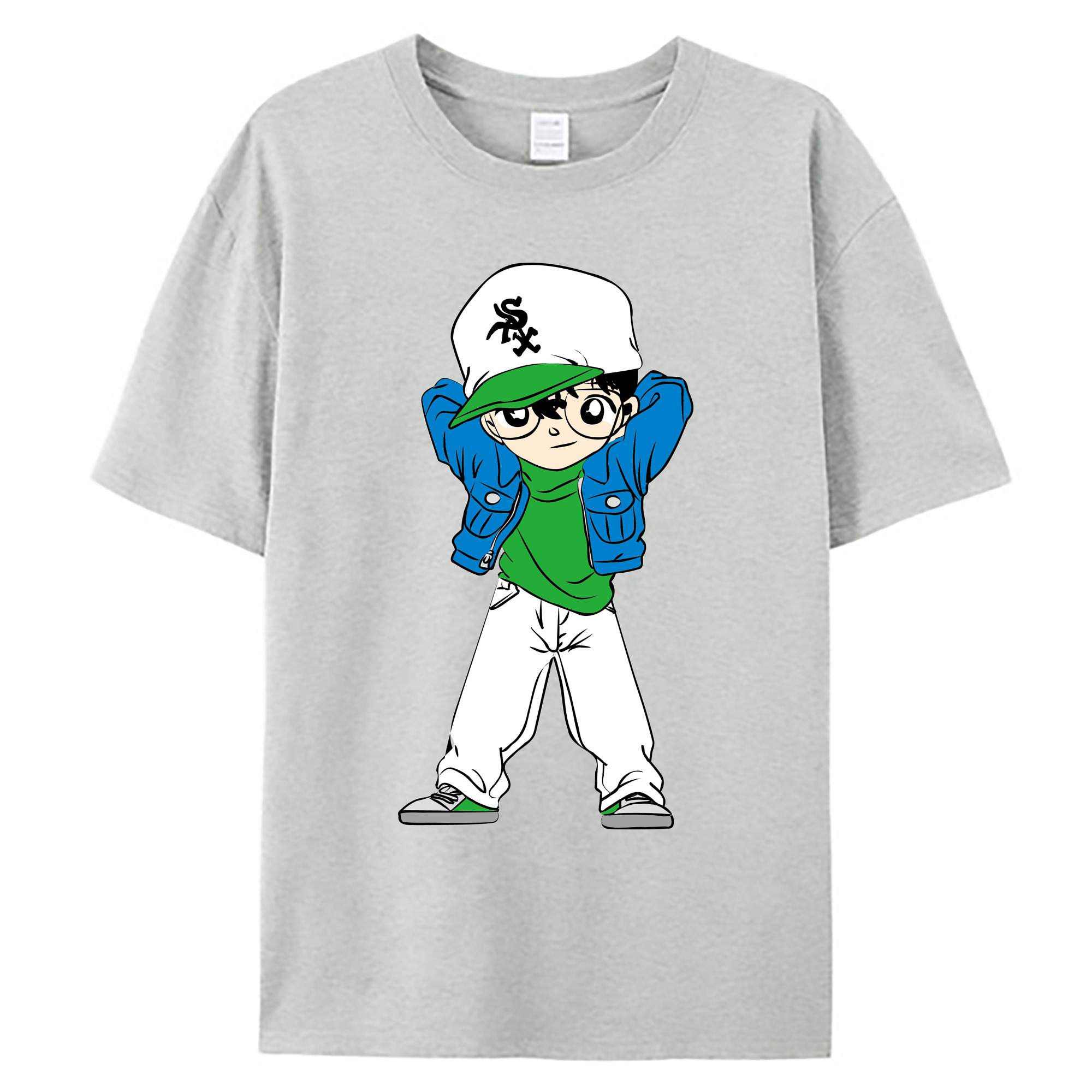 （画像用） 名探偵コナン 江戸川 コナン Detective Conan Conan Edogawa 綿100％ メンズ半袖Tシャツ｜肌触りやわらか＆通気性