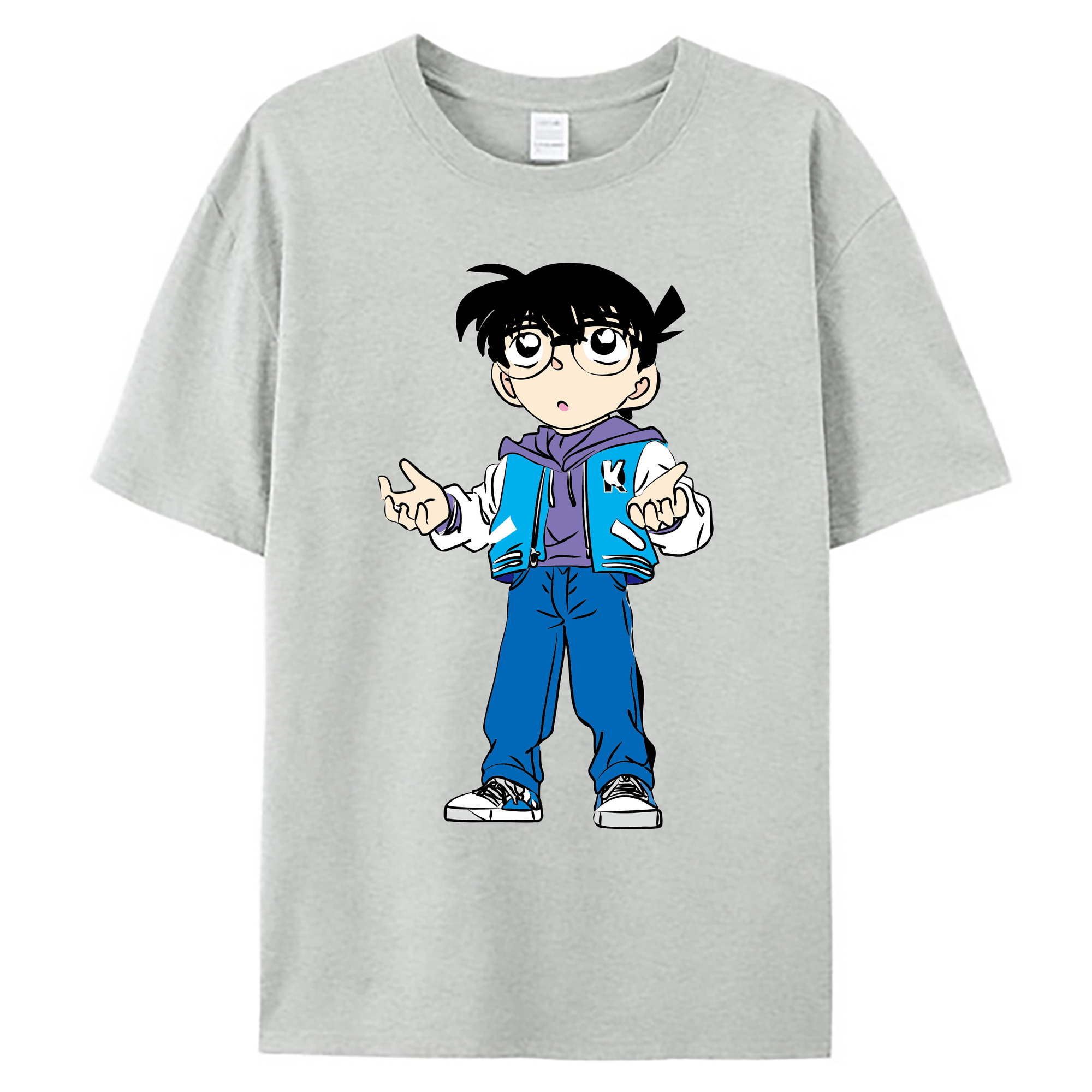 （画像用） 名探偵コナン 江戸川 コナン Detective Conan Conan Edogawa 綿100％ メンズ半袖Tシャツ｜肌触りやわらか＆通気性