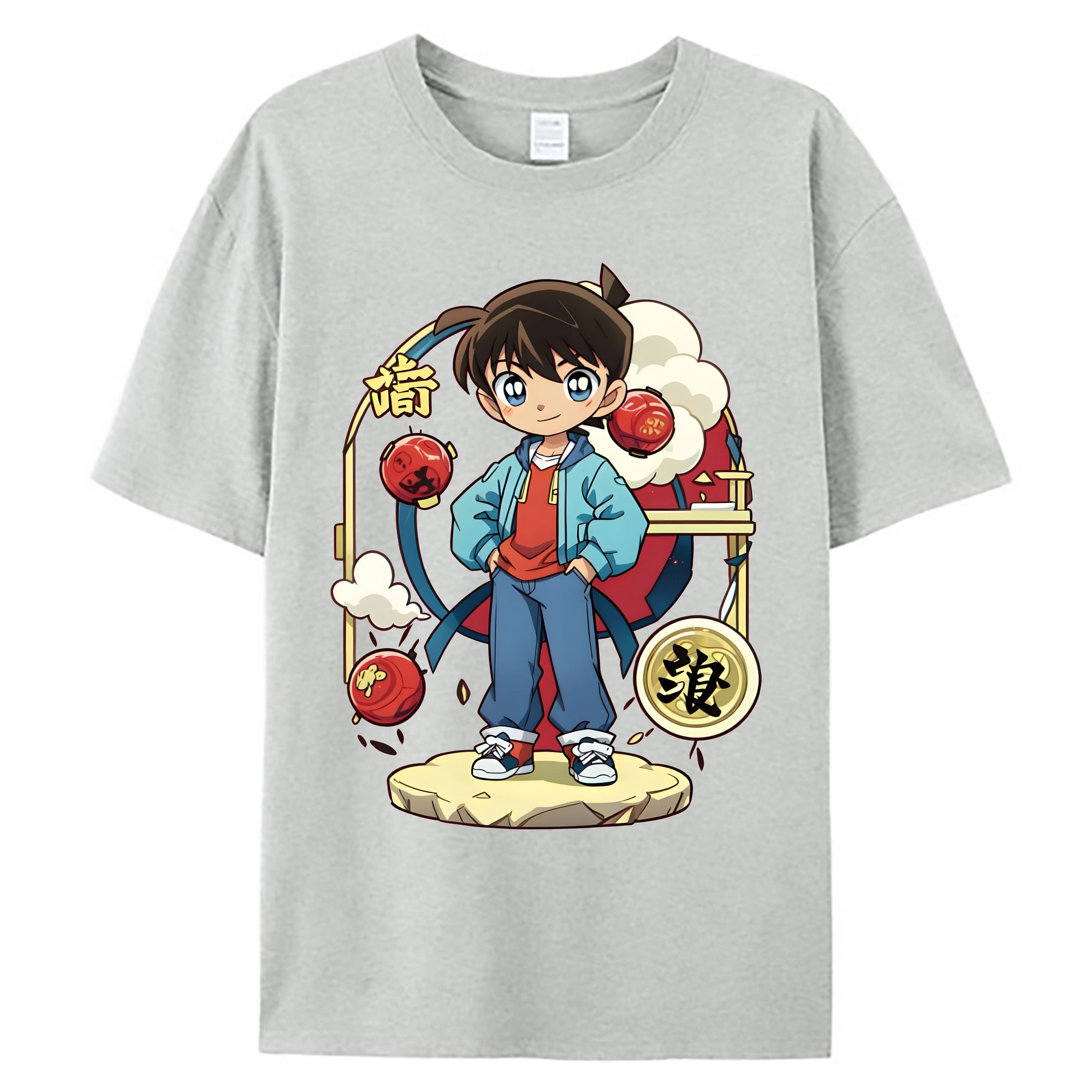 （画像用） 名探偵コナン 江戸川 コナン Detective Conan Conan Edogawa 綿100％ メンズ半袖Tシャツ｜肌触りやわらか＆通気性