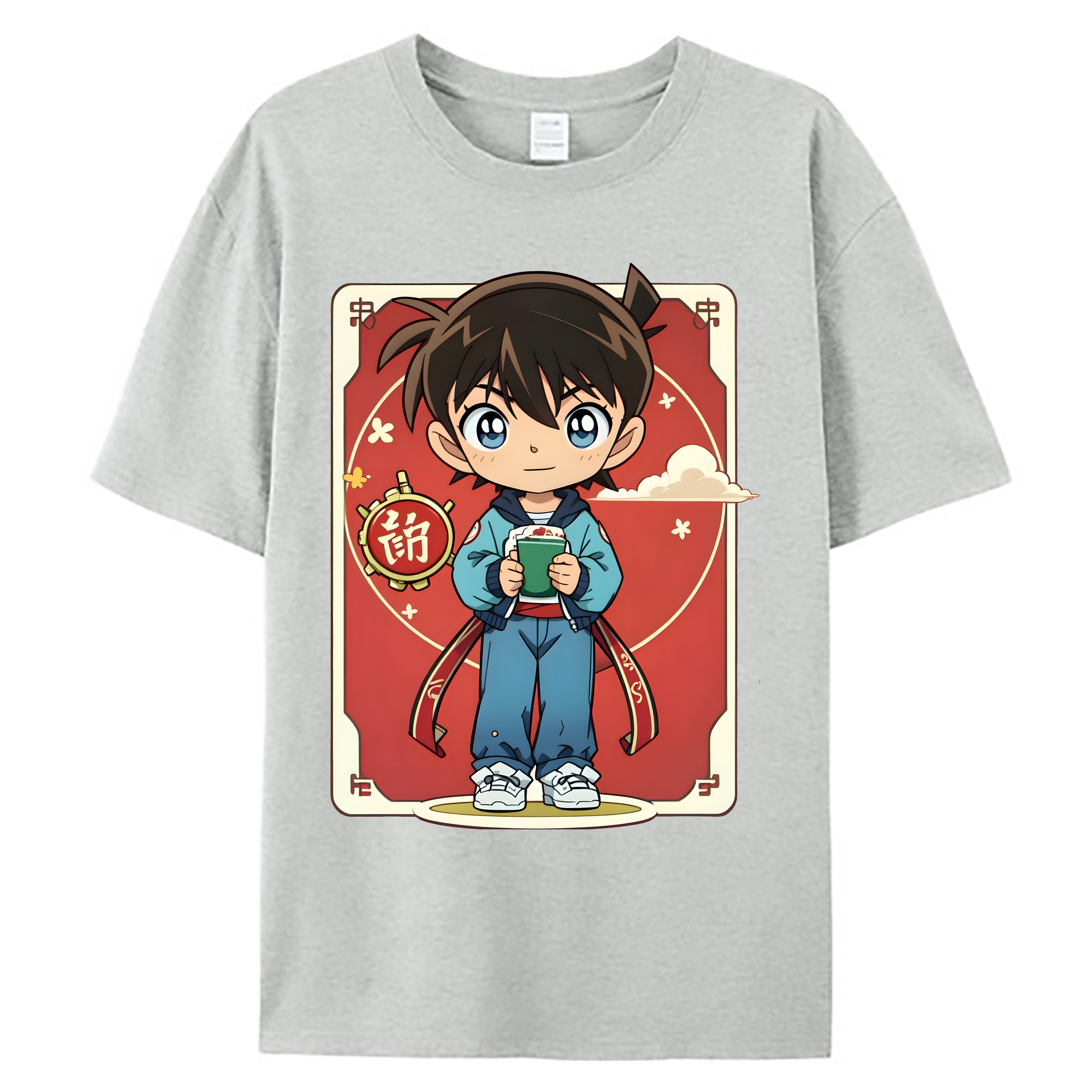 （画像用） 名探偵コナン 江戸川 コナン Detective Conan Conan Edogawa 綿100％ メンズ半袖Tシャツ｜肌触りやわらか＆通気性