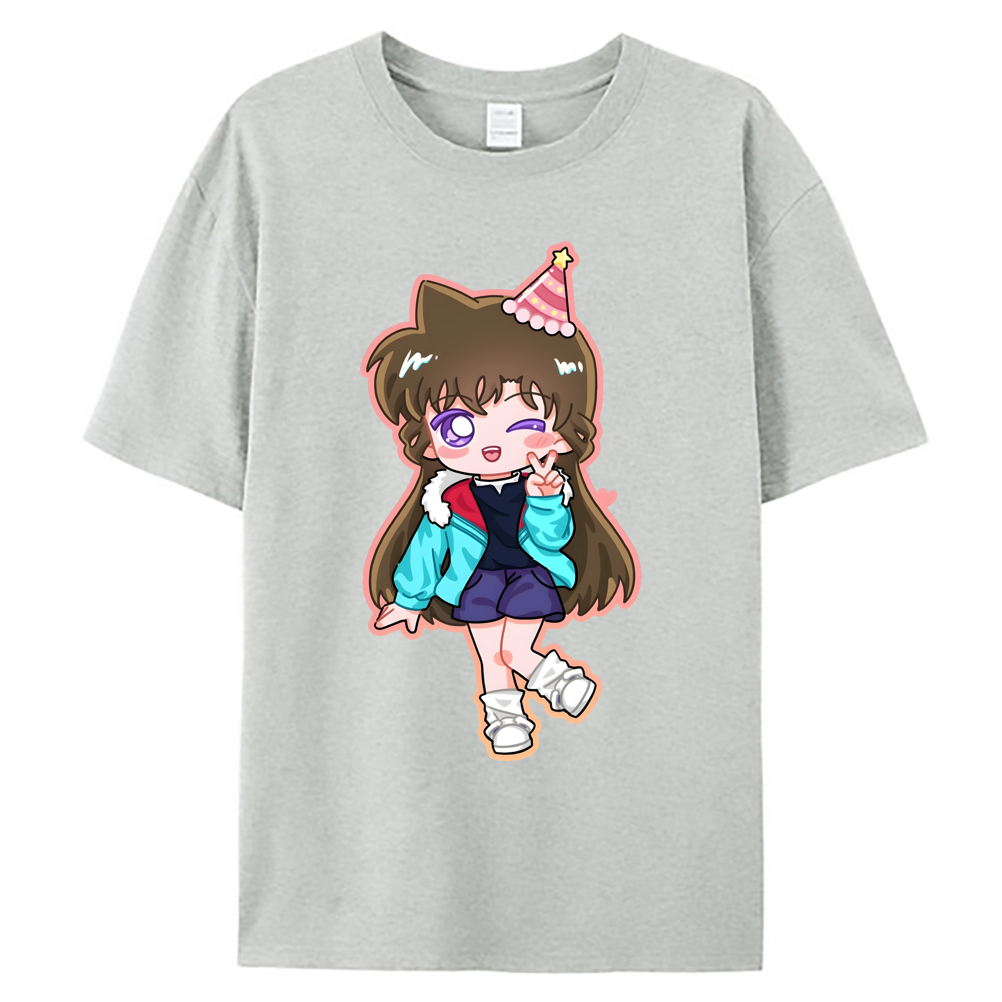 （画像用） 名探偵コナン 毛利 蘭 もうり らん、モーリ ラン Detective Conan Rachel Moore 綿100％ メンズ半袖Tシャツ｜肌触りやわらか＆通気性