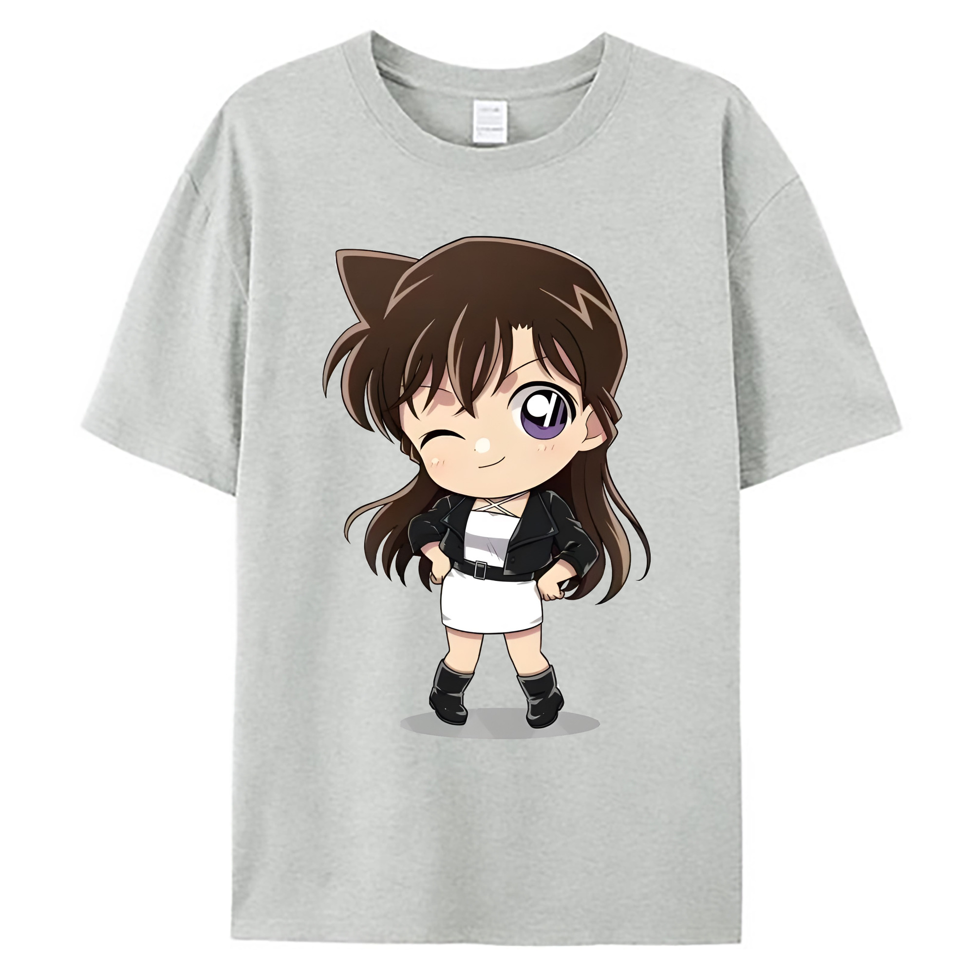（画像用） 名探偵コナン 毛利 蘭 もうり らん、モーリ ラン Detective Conan Rachel Moore 綿100％ メンズ半袖Tシャツ｜肌触りやわらか＆通気性