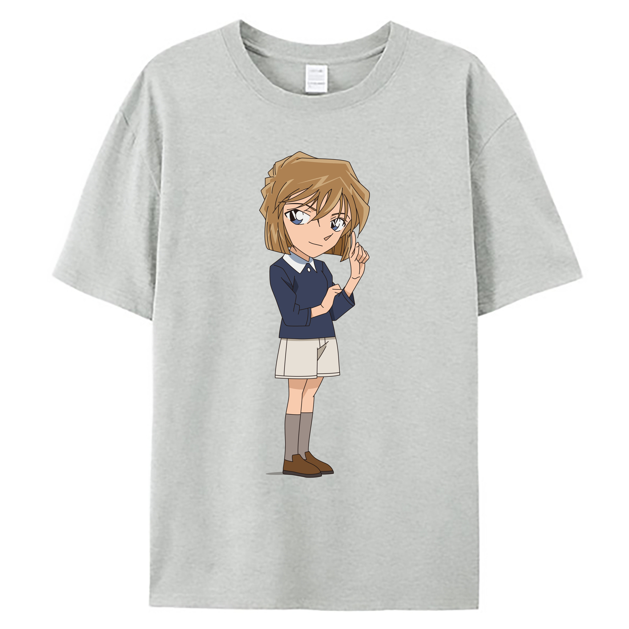 （画像用） 名探偵コナン 灰原 哀 はいばら あい Detective Conan Anita Hailey、Vi Graythorn Haibara Ai 綿100％ メンズ半袖Tシャツ｜肌触りやわらか＆通気性