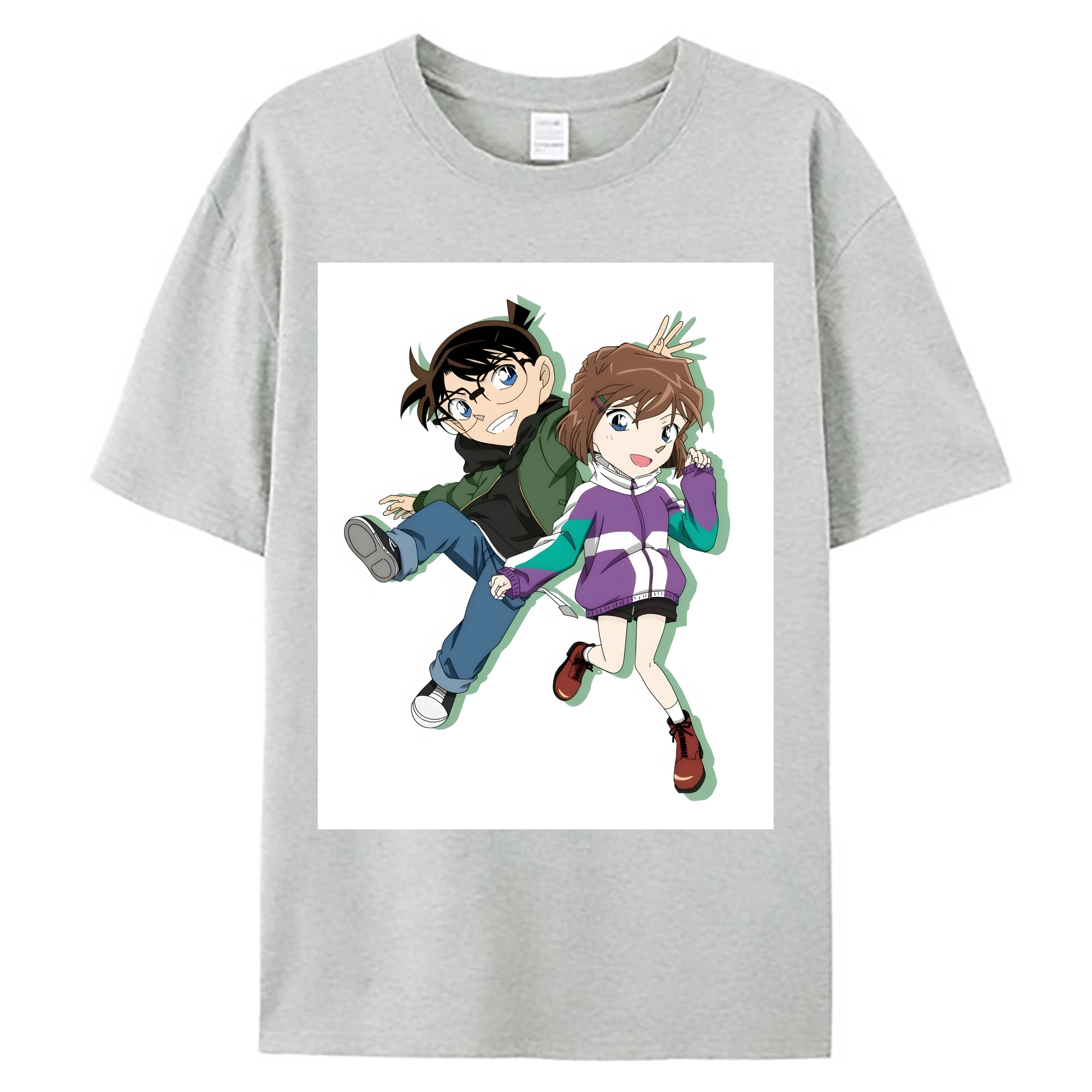 （画像用） 名探偵コナン 灰原 哀 はいばら あい Detective Conan Anita Hailey、Vi Graythorn Haibara Ai 綿100％ メンズ半袖Tシャツ｜肌触りやわらか＆通気性