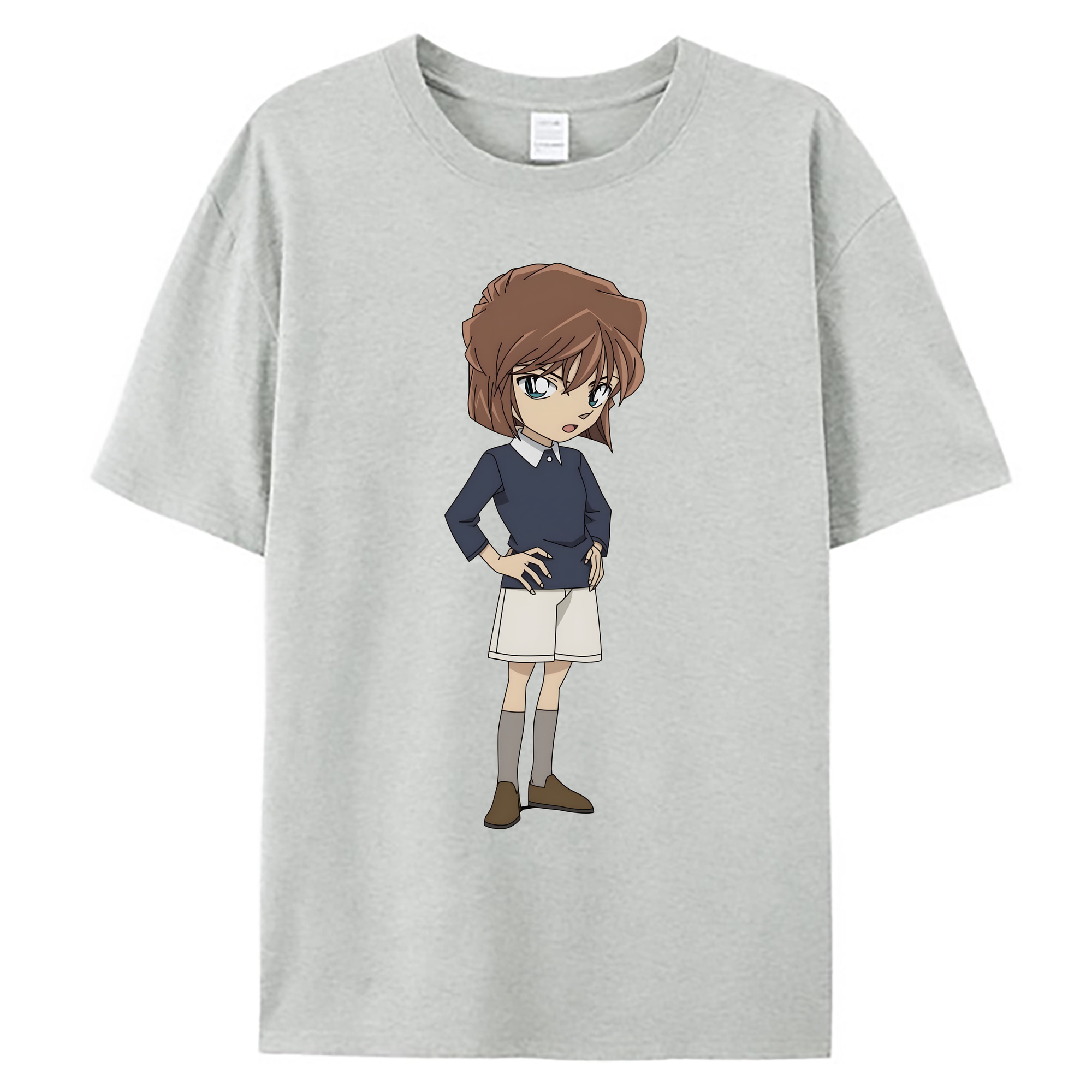 （画像用） 名探偵コナン 灰原 哀 はいばら あい Detective Conan Anita Hailey、Vi Graythorn Haibara Ai 綿100％ メンズ半袖Tシャツ｜肌触りやわらか＆通気性