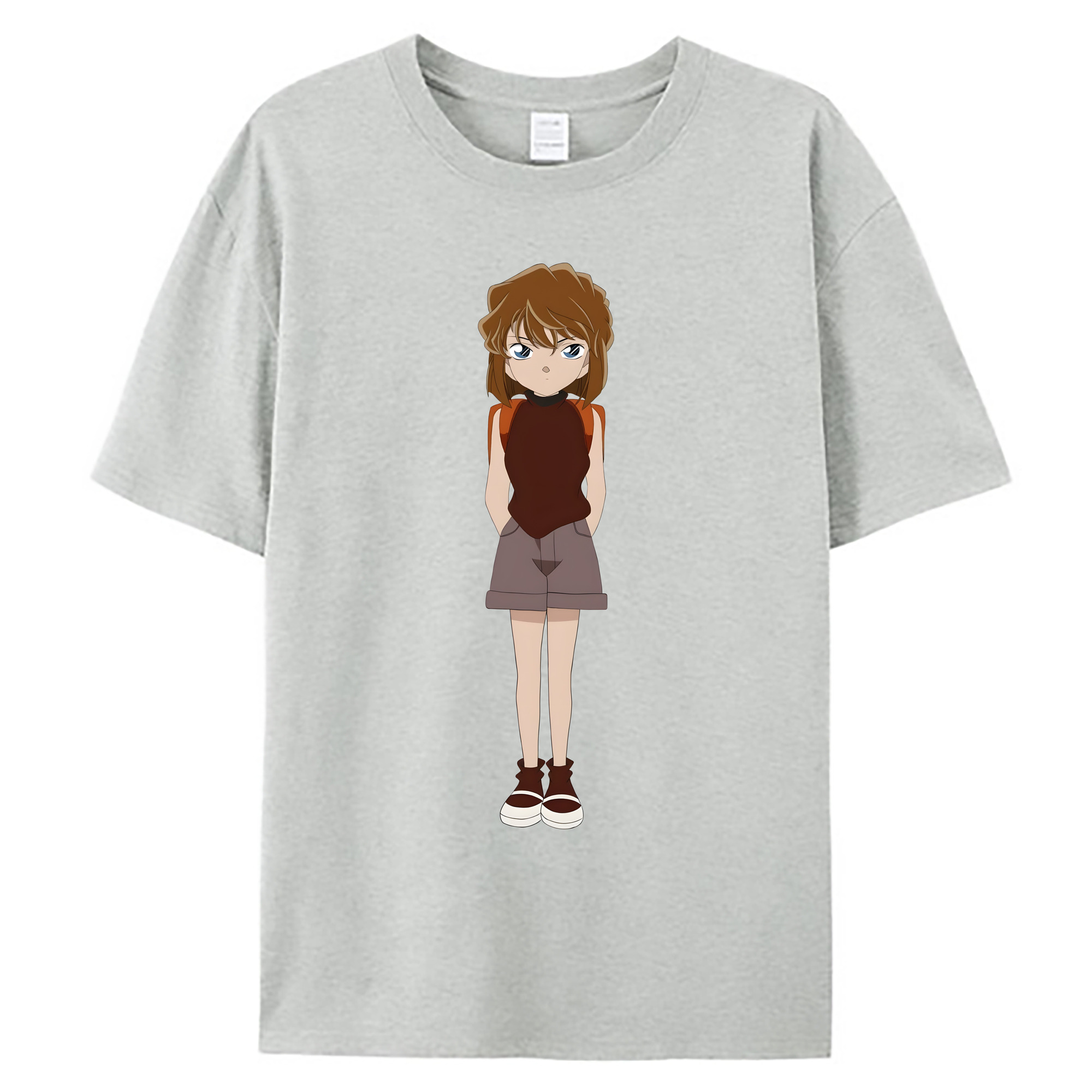 （画像用） 名探偵コナン 灰原 哀 はいばら あい Detective Conan Anita Hailey、Vi Graythorn Haibara Ai 綿100％ メンズ半袖Tシャツ｜肌触りやわらか＆通気性
