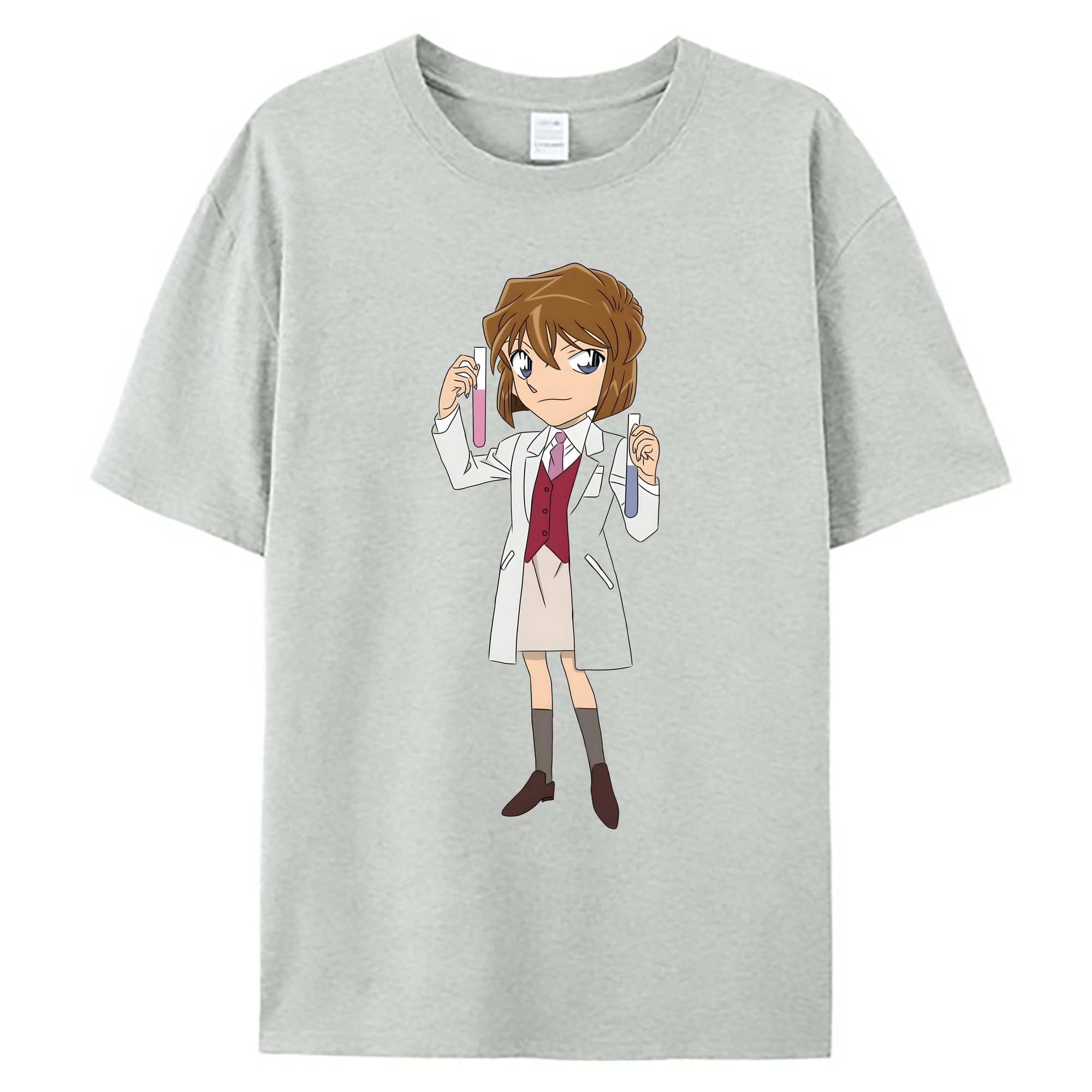 （画像用） 名探偵コナン 灰原 哀 はいばら あい Detective Conan Anita Hailey、Vi Graythorn Haibara Ai 綿100％ メンズ半袖Tシャツ｜肌触りやわらか＆通気性