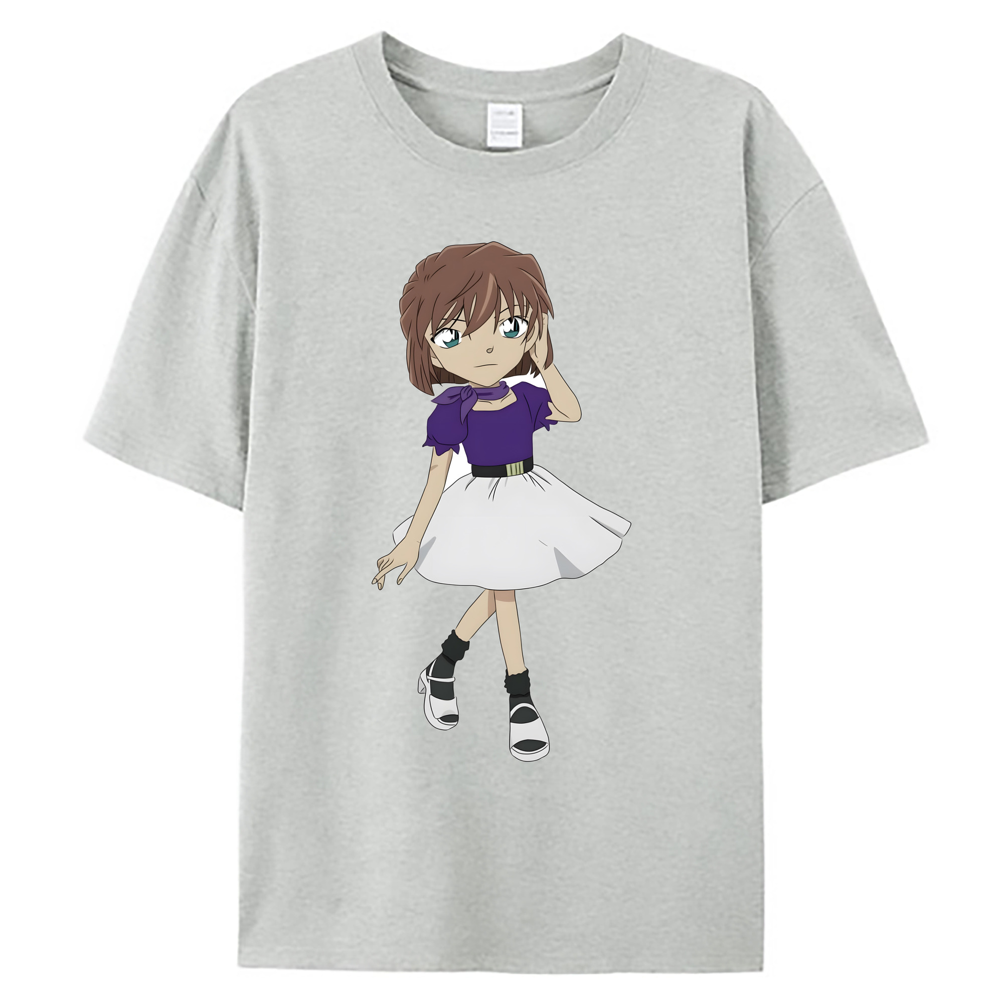 （画像用） 名探偵コナン 灰原 哀 はいばら あい Detective Conan Anita Hailey、Vi Graythorn Haibara Ai 綿100％ メンズ半袖Tシャツ｜肌触りやわらか＆通気性