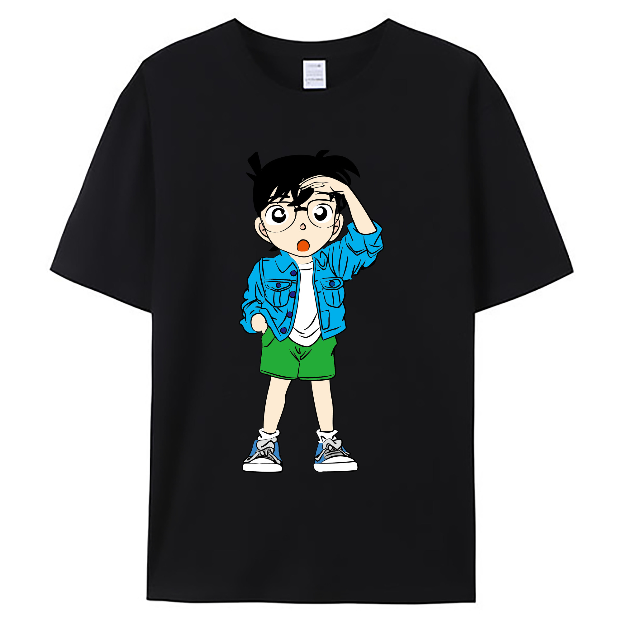 （画像用） 名探偵コナン 江戸川 コナン Detective Conan Conan Edogawa 綿100％ メンズ半袖Tシャツ｜肌触りやわらか＆通気性