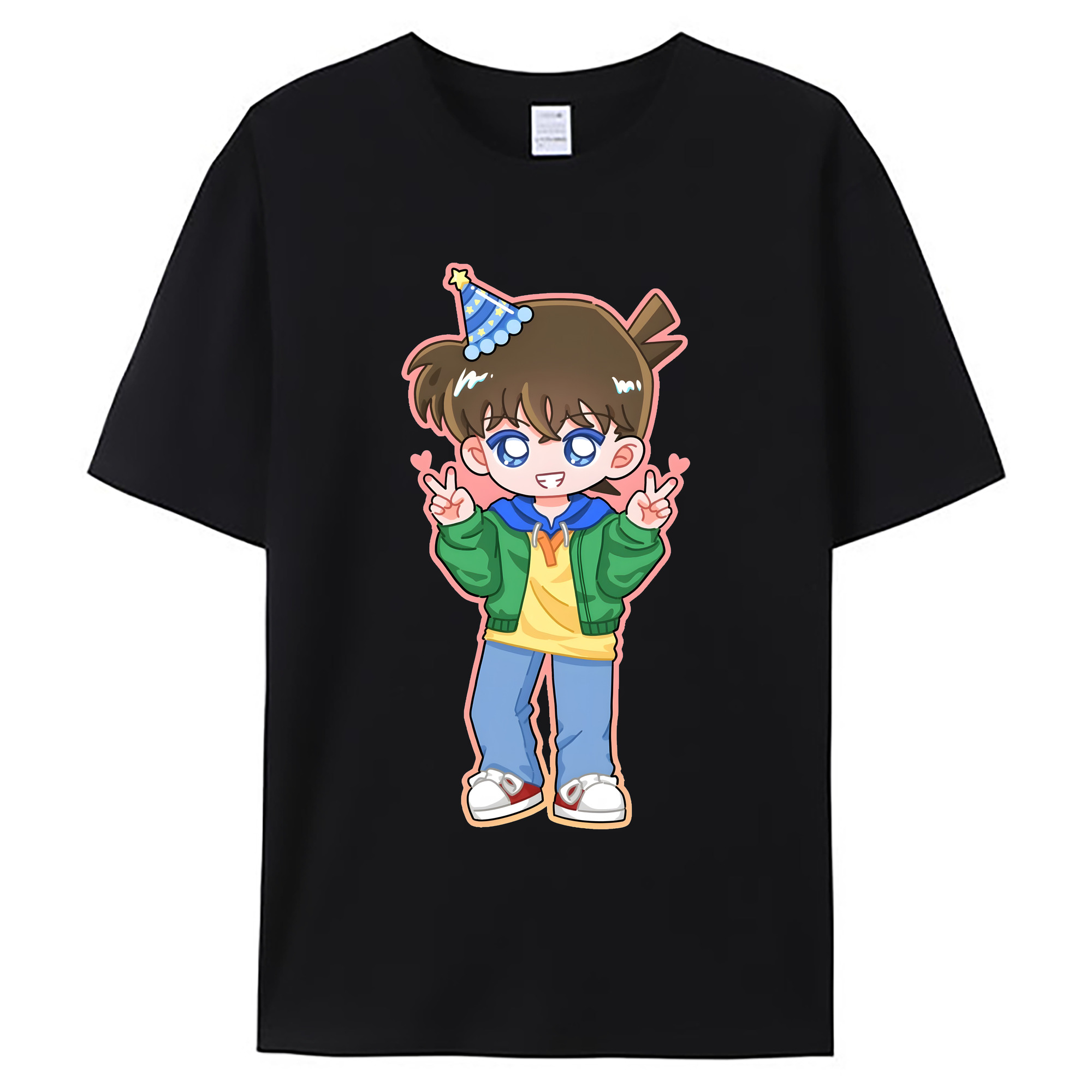 （画像用） 名探偵コナン 江戸川 コナン Detective Conan Conan Edogawa 綿100％ メンズ半袖Tシャツ｜肌触りやわらか＆通気性