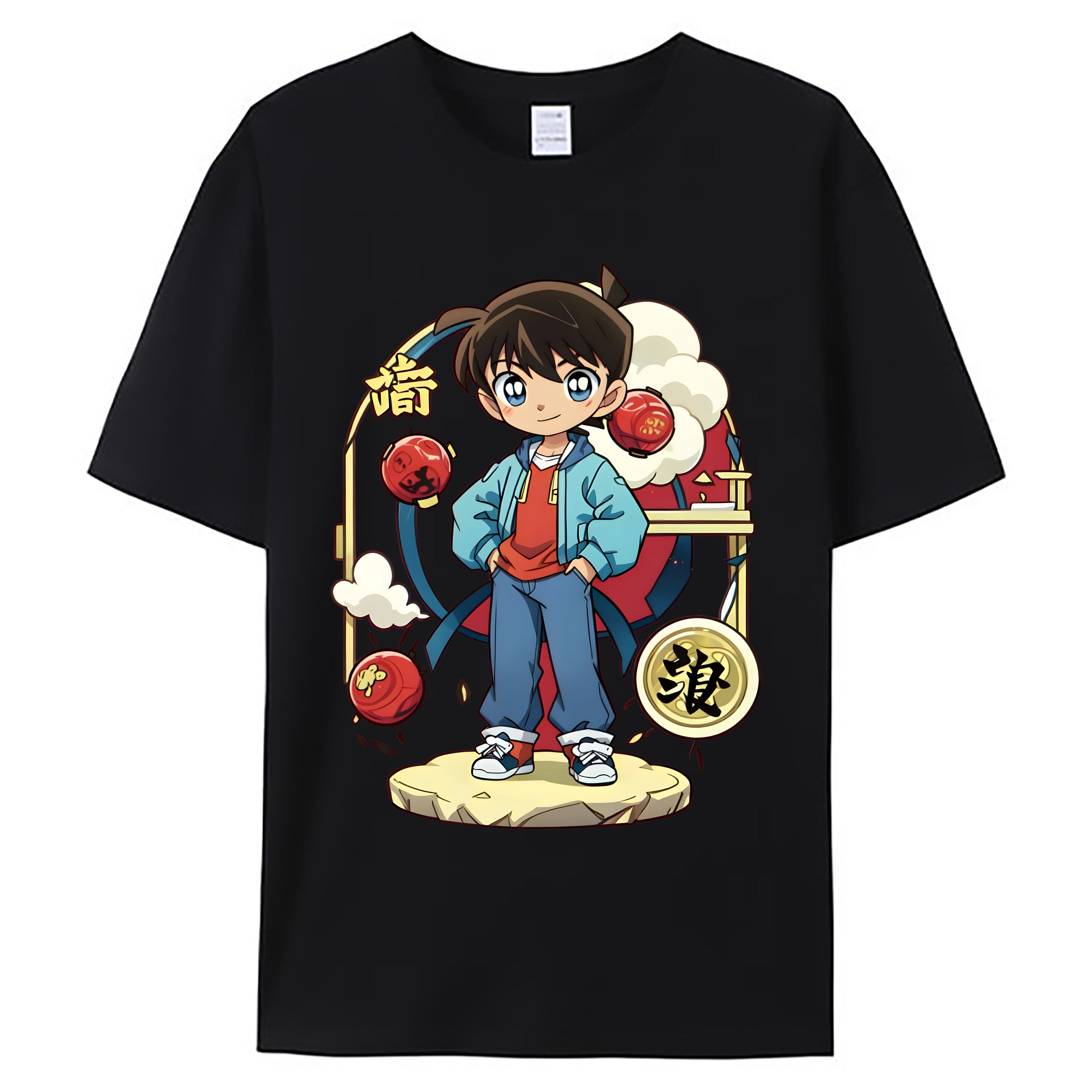 （画像用） 名探偵コナン 江戸川 コナン Detective Conan Conan Edogawa 綿100％ メンズ半袖Tシャツ｜肌触りやわらか＆通気性