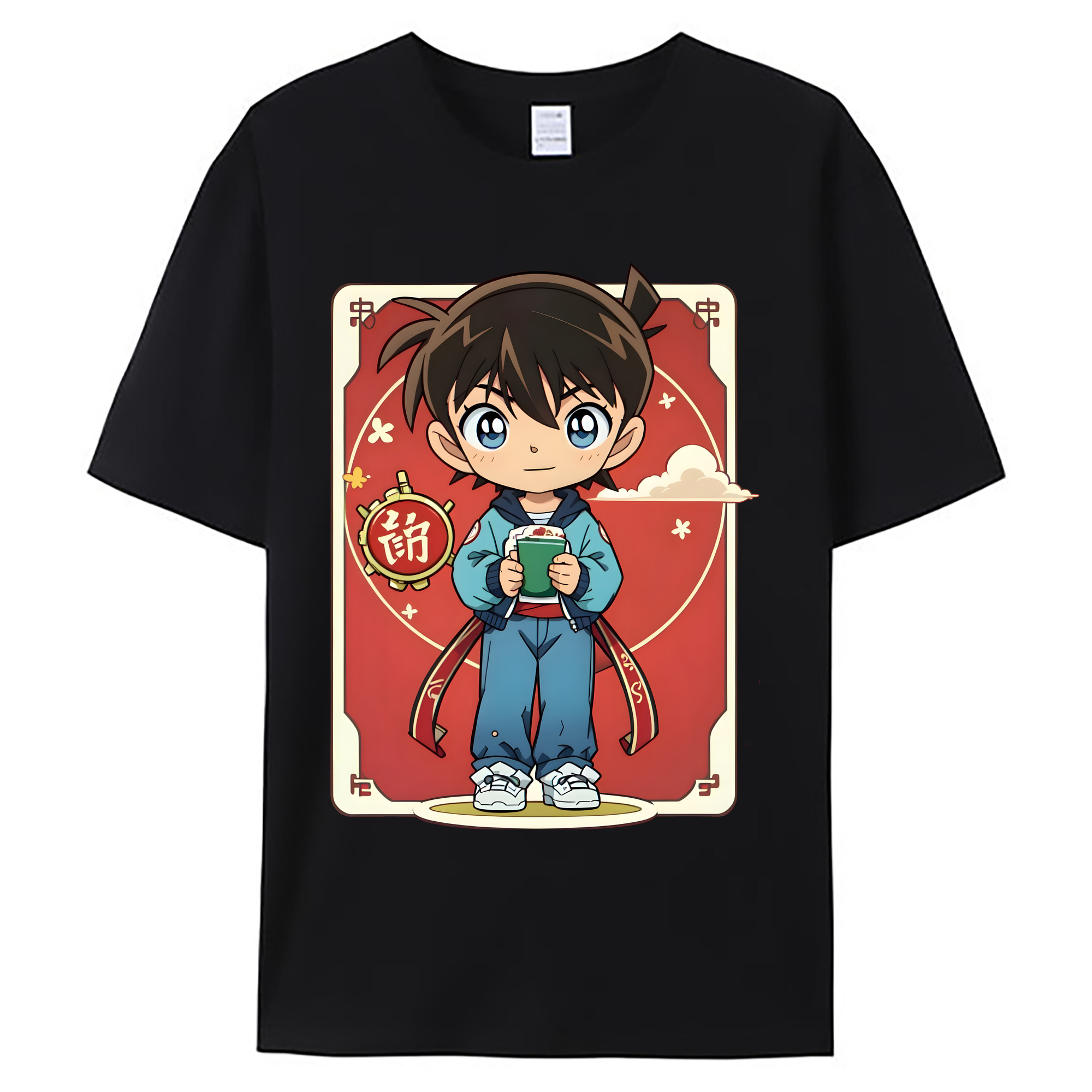 （画像用） 名探偵コナン 江戸川 コナン Detective Conan Conan Edogawa 綿100％ メンズ半袖Tシャツ｜肌触りやわらか＆通気性