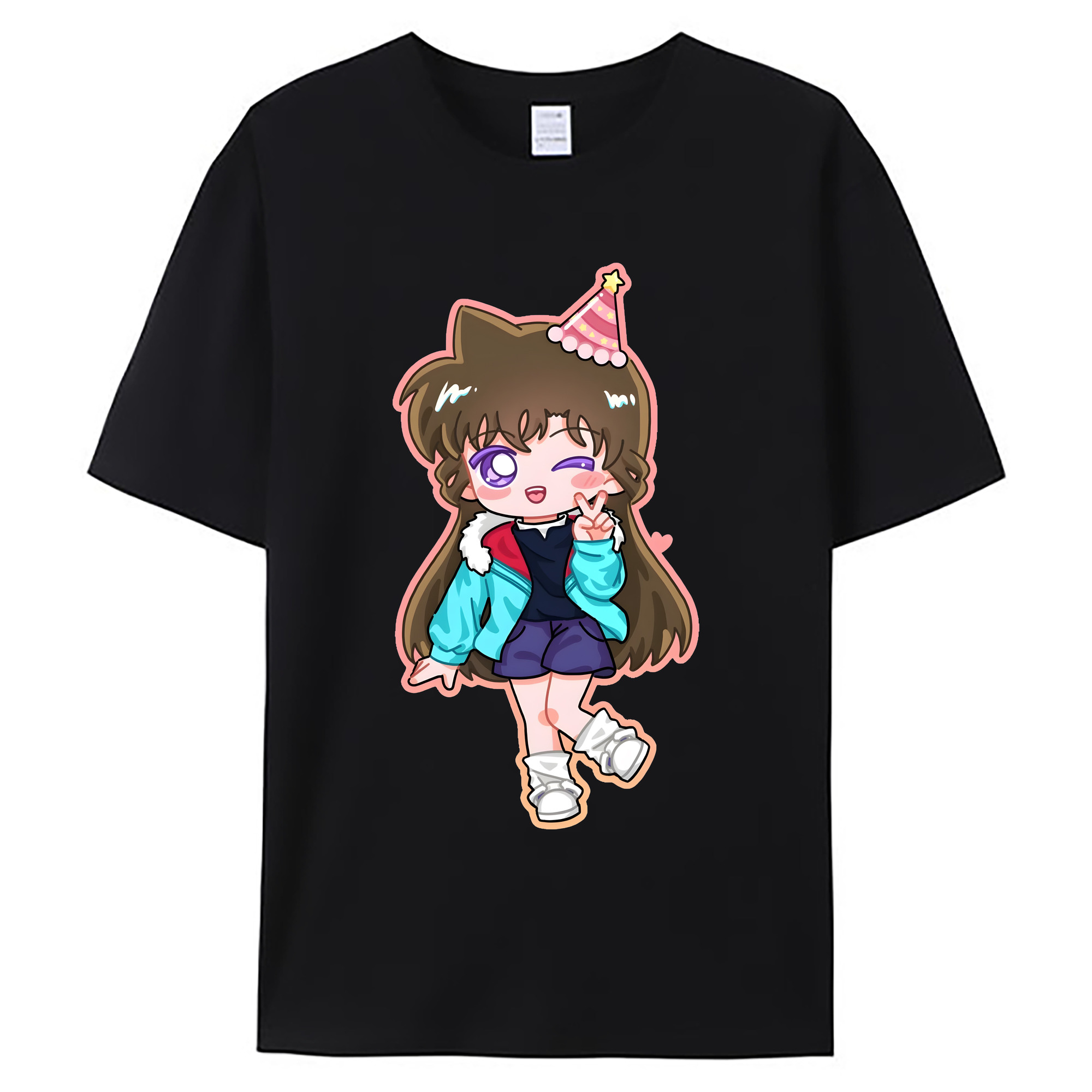 （画像用） 名探偵コナン 毛利 蘭 もうり らん、モーリ ラン Detective Conan Rachel Moore 綿100％ メンズ半袖Tシャツ｜肌触りやわらか＆通気性
