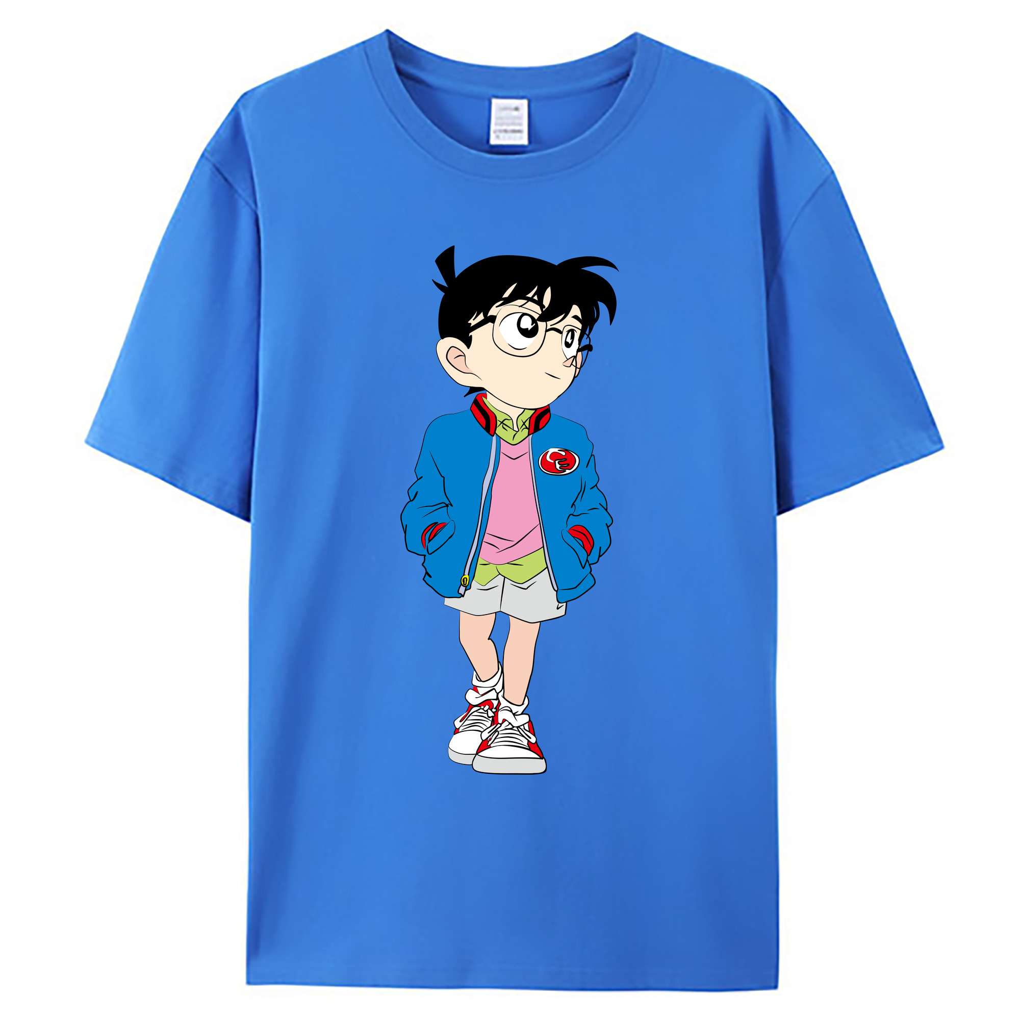 （画像用） 名探偵コナン 江戸川 コナン Detective Conan Conan Edogawa 綿100％ メンズ半袖Tシャツ｜肌触りやわらか＆通気性