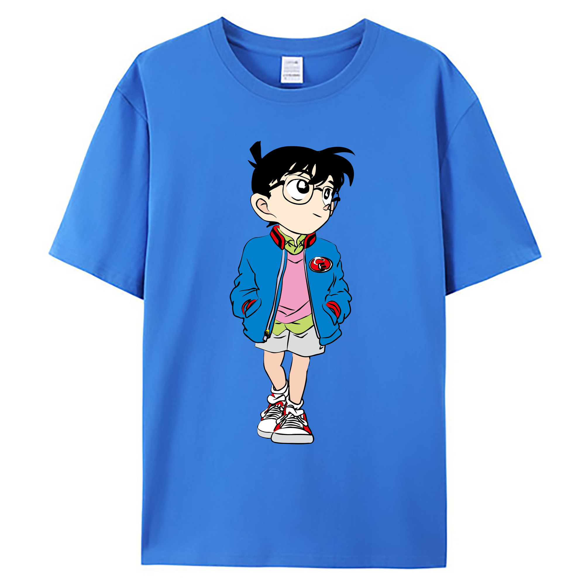 （画像用） 名探偵コナン 江戸川 コナン Detective Conan Conan Edogawa 綿100％ メンズ半袖Tシャツ｜肌触りやわらか＆通気性