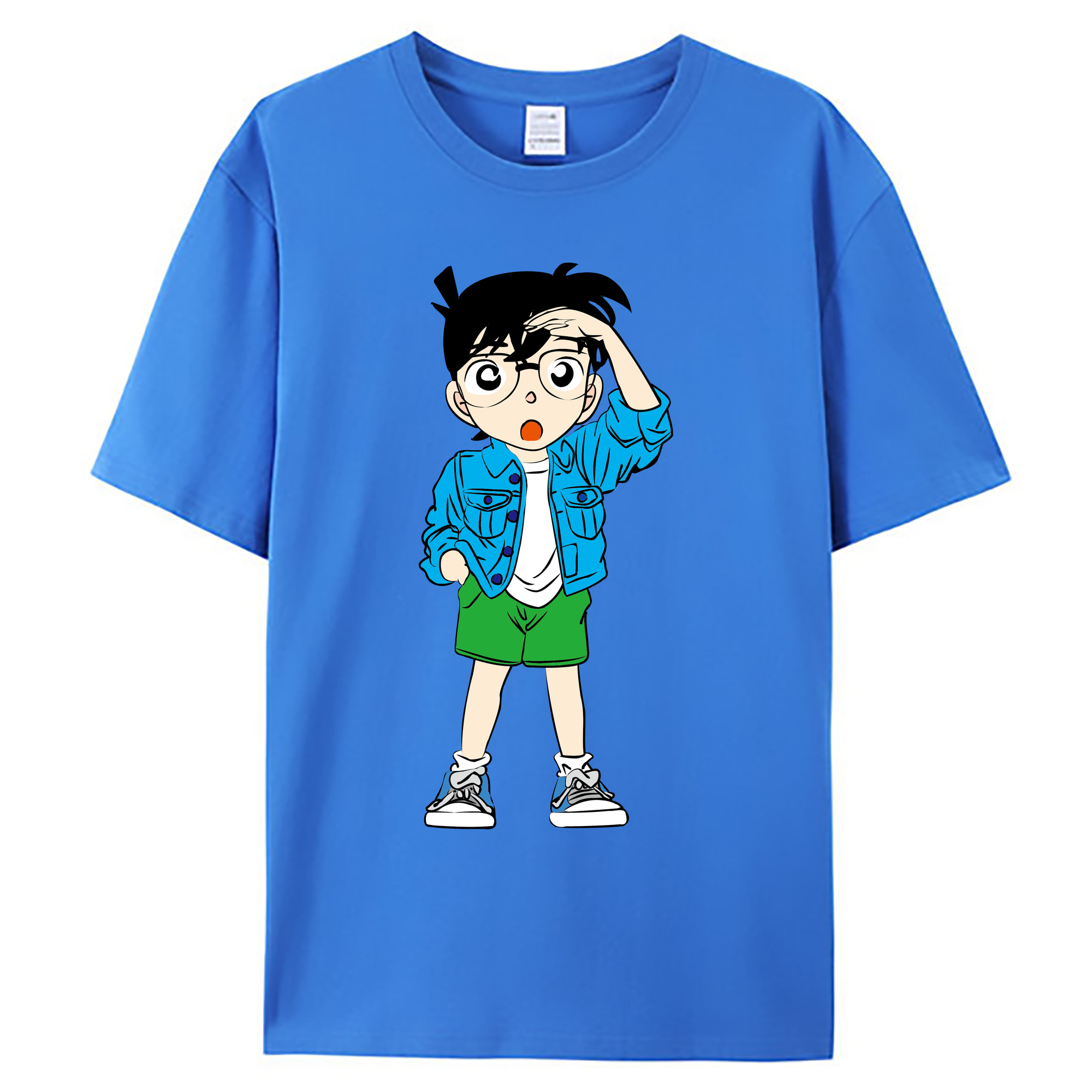 （画像用） 名探偵コナン 江戸川 コナン Detective Conan Conan Edogawa 綿100％ メンズ半袖Tシャツ｜肌触りやわらか＆通気性